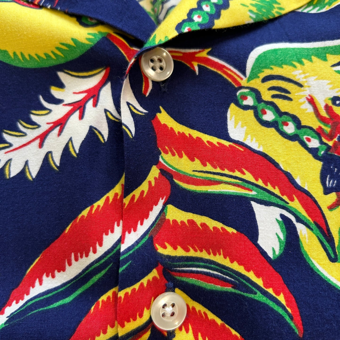 90's Polo by Ralph Lauren ラルフ CALDWELL アロハシャツ オープンカラー 紺(M)/A7418SH-SO