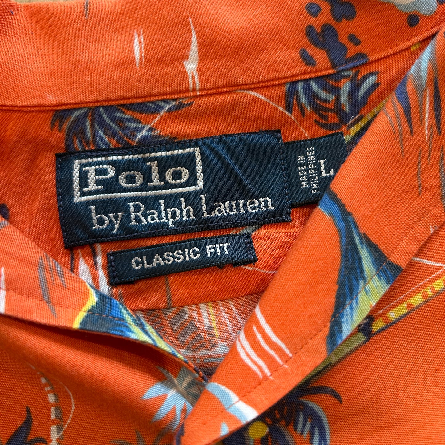 90's Polo by Ralph Lauren ラルフ ビスコースアロハシャツ オレンジ(L)A7640SH-SO
