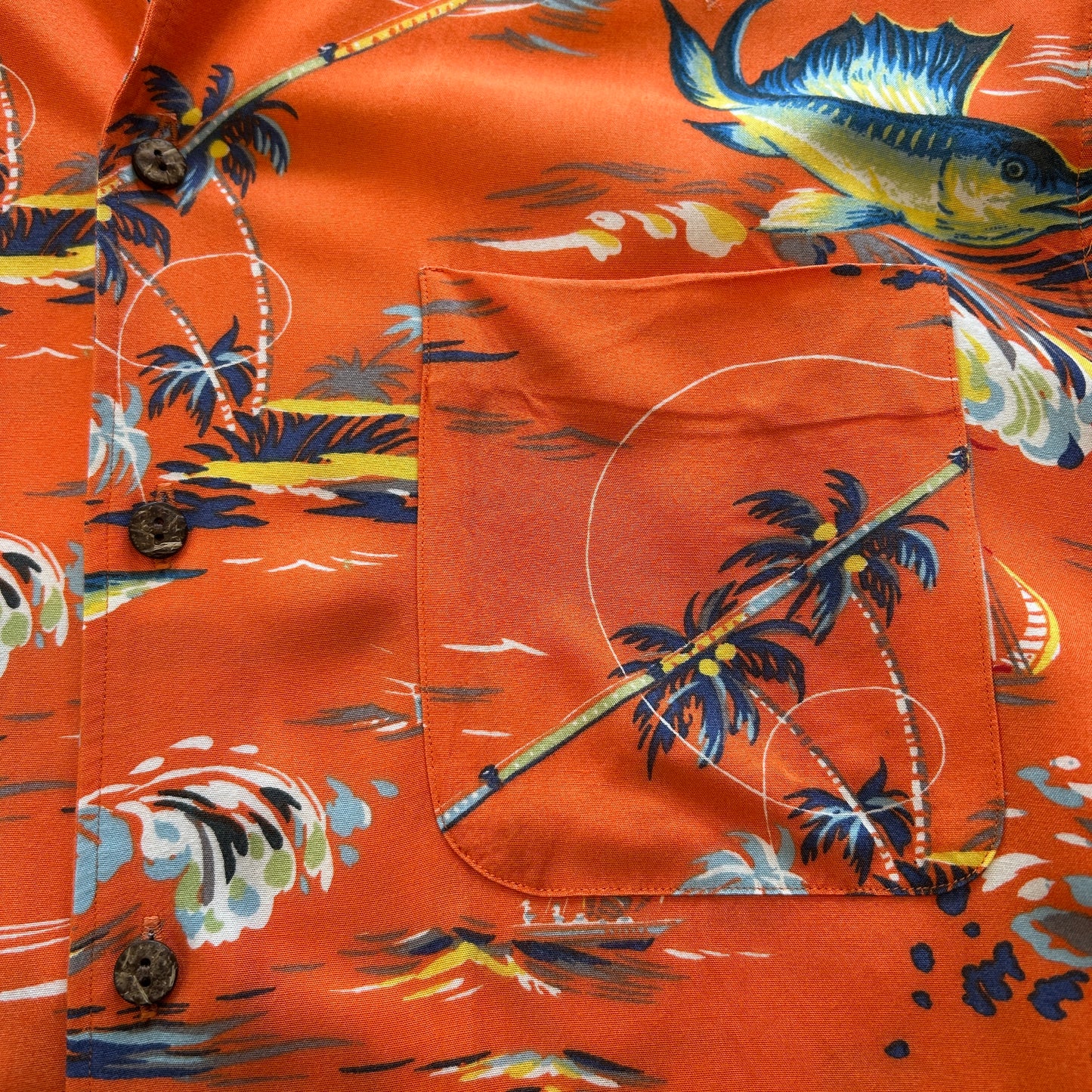 90's Polo by Ralph Lauren ラルフ ビスコースアロハシャツ オレンジ(L)A7640SH-SO