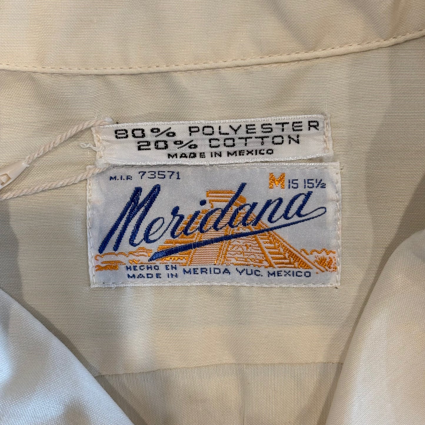 70's Meridana キューバシャツ 半袖シャツ 白 (M)/A4486S-SO