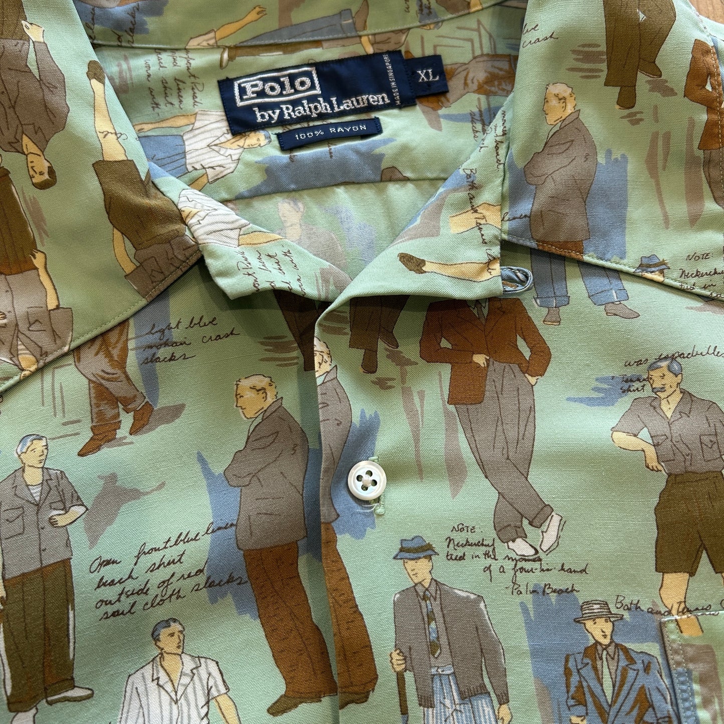 90's Polo by Ralph Lauren ラルフ Old Peoples レーヨンオープンカラーシャツ (XL)/A3725SH-SO