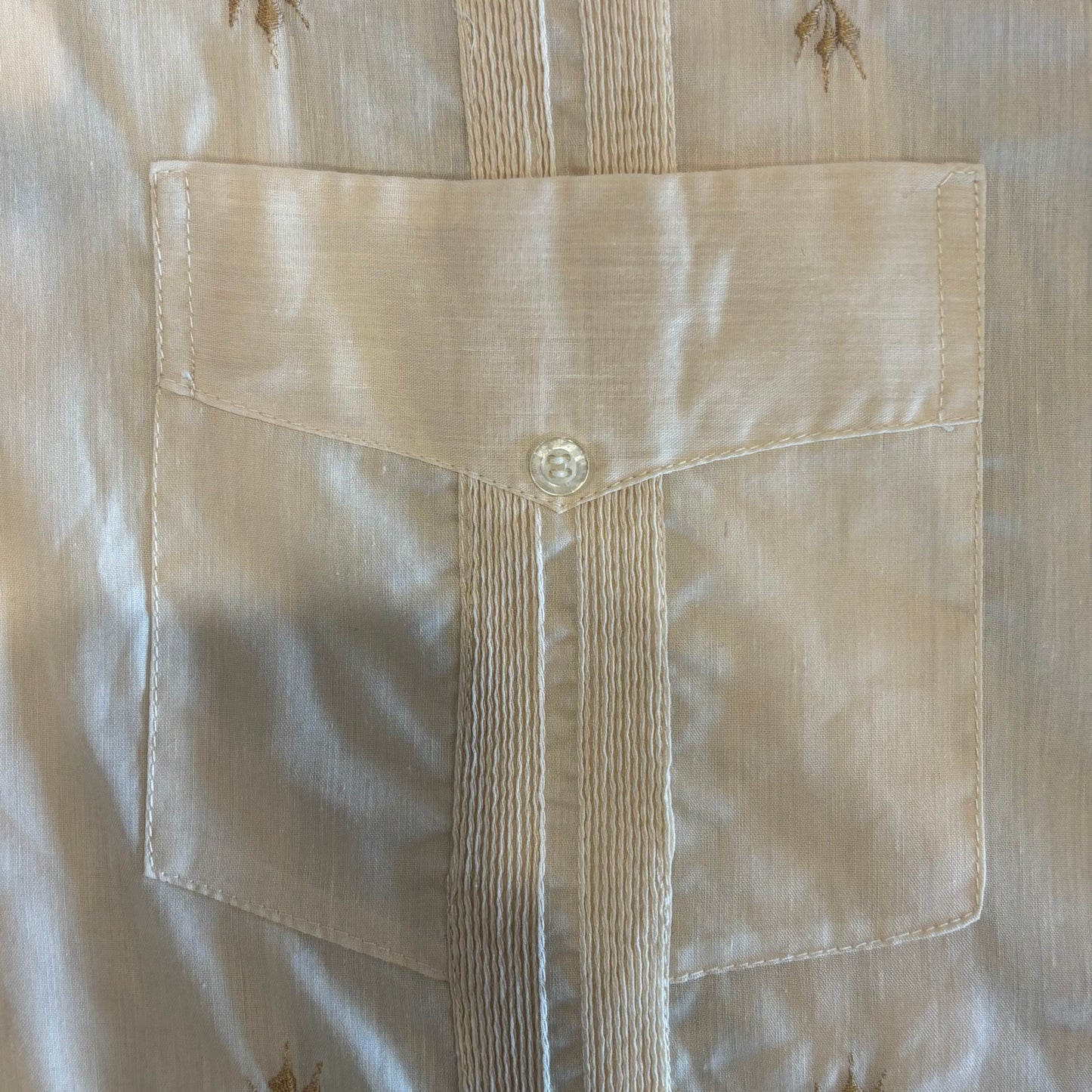 70's LOL TUN キューバシャツ 刺繍 半袖シャツ 白 (L)/A3759S-SO