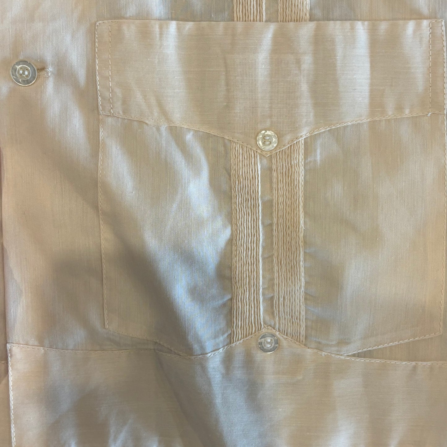 70's LOL TUN キューバシャツ 刺繍 半袖シャツ 白 (L)/A3759S-SO