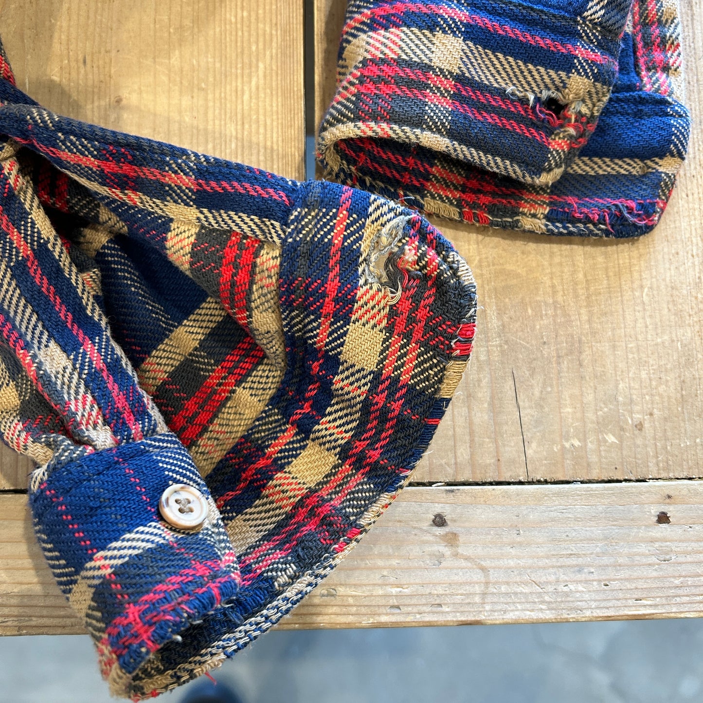 70's BIG MAC ビッグマック 単色タグ ネルシャツ 襤褸 ベージュ/ネイビー(M)/A8083SH-SO