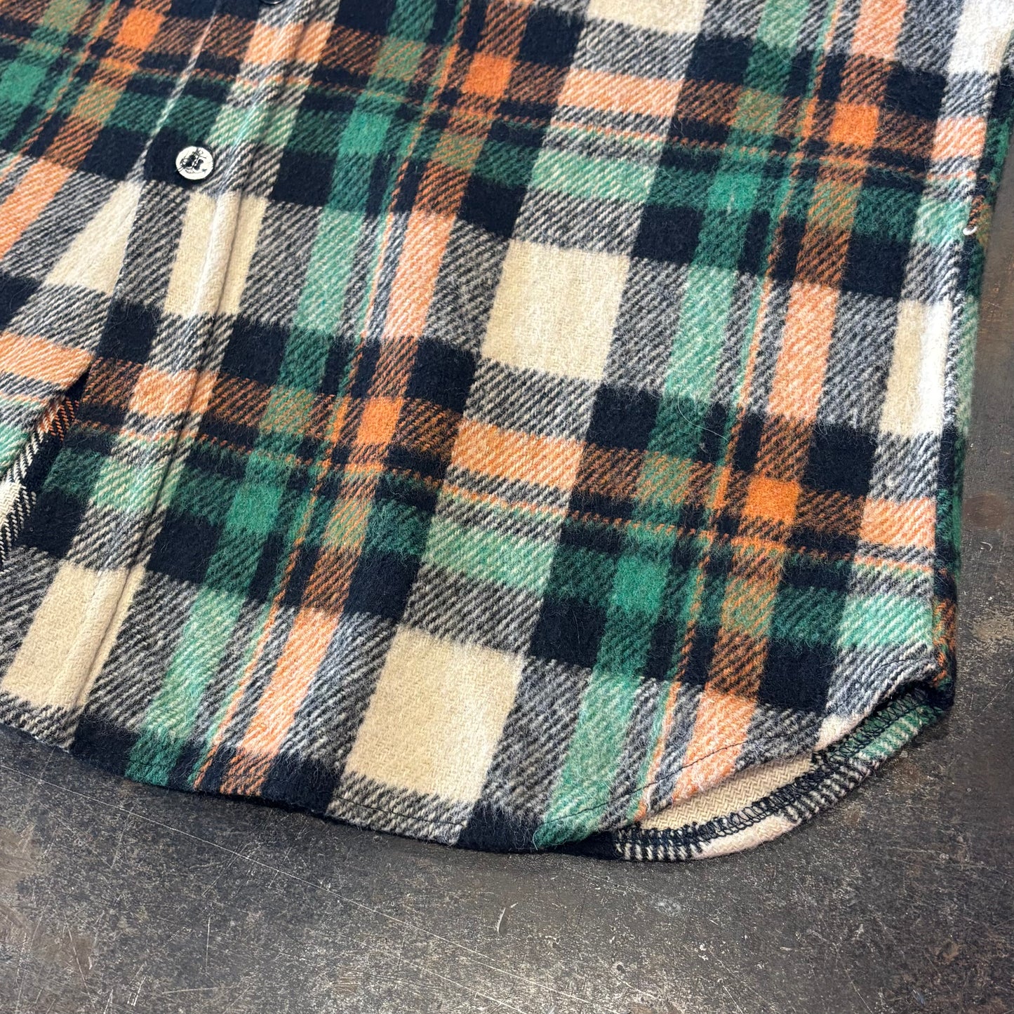 80's VENTURA チェック CPOシャツ グリーンオレンジ (L) /A9624SH-SO