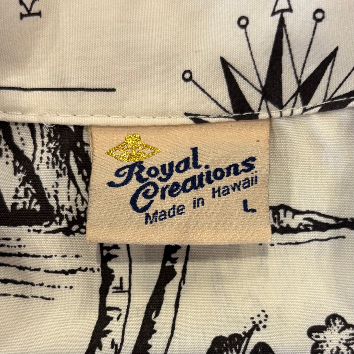 00's Royal.Creations 地図・ハワイ柄 アロハシャツ ベージュ L /B2489S-SO