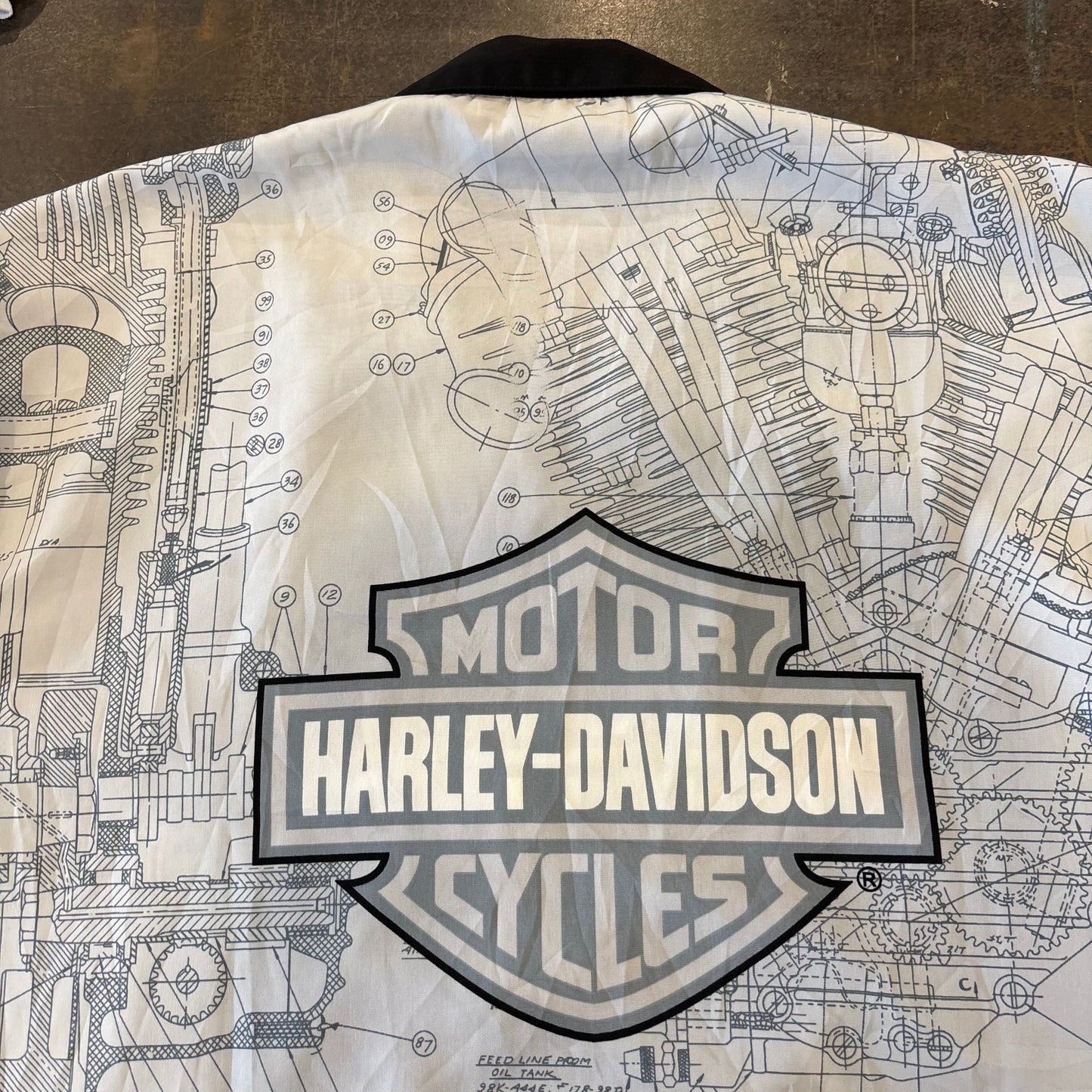 90's HAREY-DAVIDSON オールプリント オープンカラーシャツ グレー XL /B2477S-SO