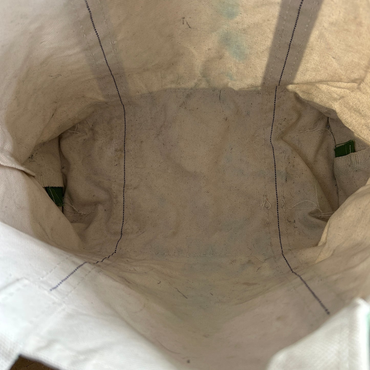 90's L.L.Bean Boat&Tote キャンバストート 白薄緑/B0996AC-SO