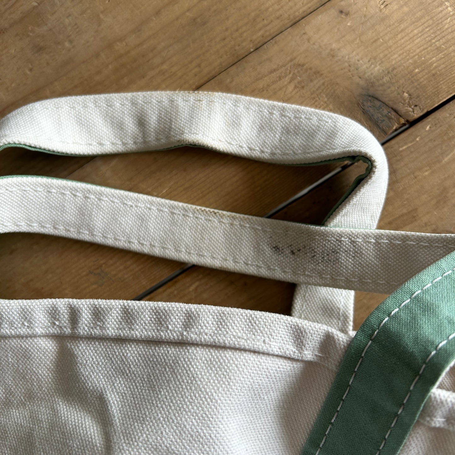 90's L.L.Bean Boat&Tote キャンバストート 白薄緑/B0996AC-SO