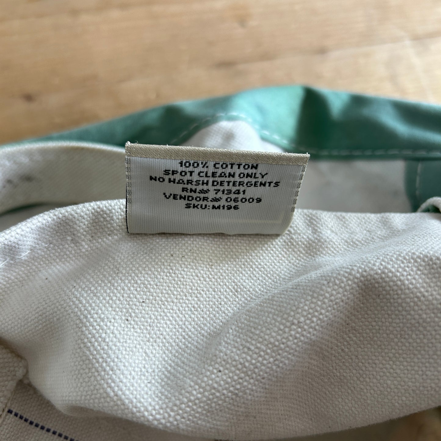 90's L.L.Bean Boat&Tote キャンバストート 白薄緑/B0996AC-SO