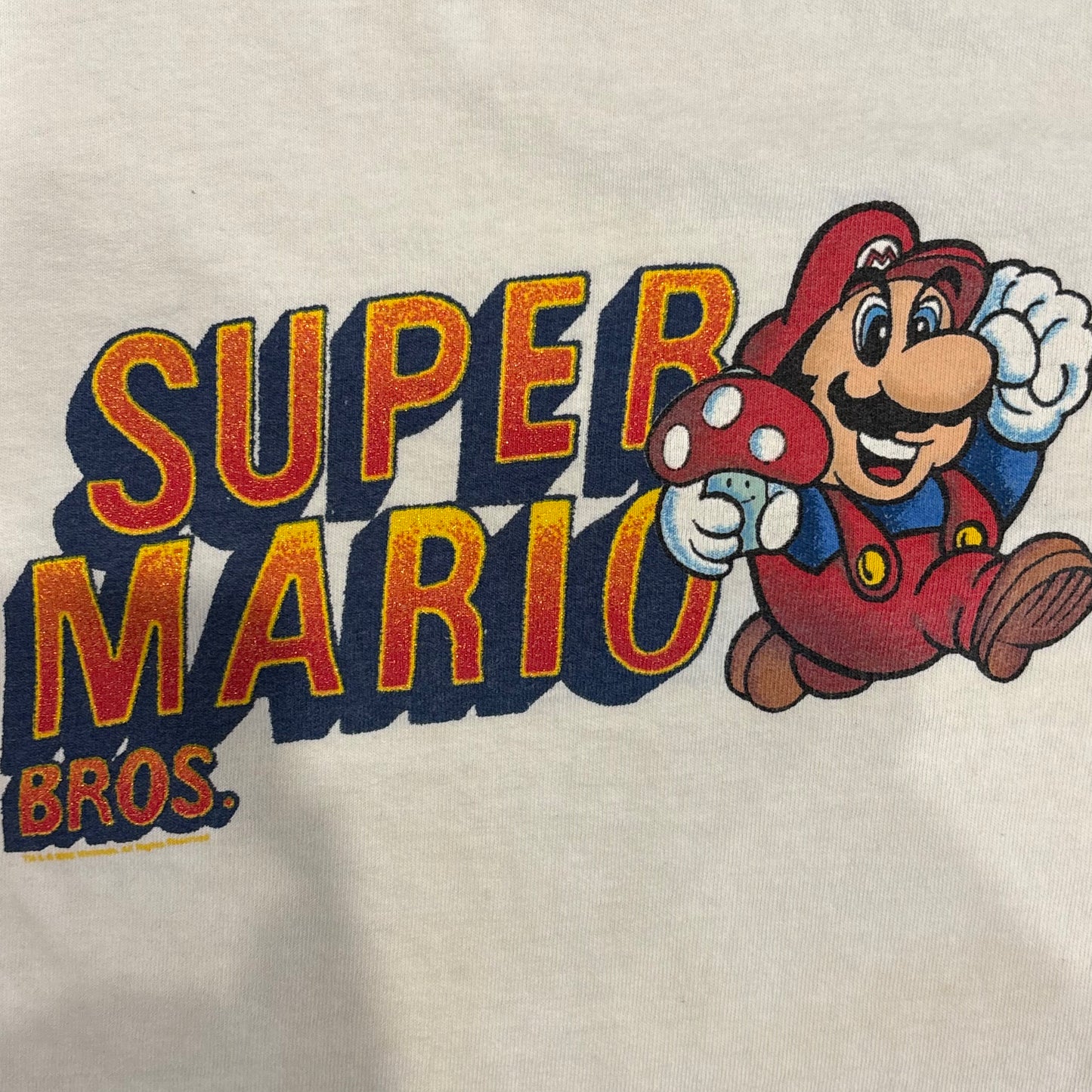 90's Changes SUPER MARIO BROS. スーパーマリオ リンガーTシャツ 白 (XL)/A6561T-SO