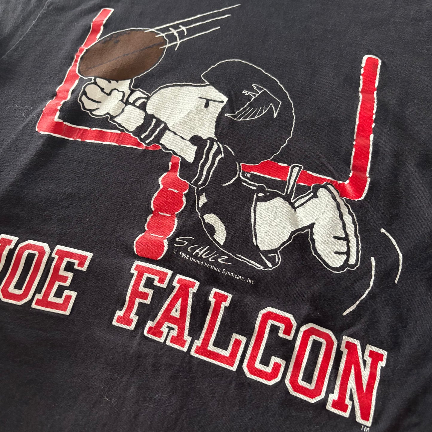 90's ARTEX スヌーピー JOE FALCON アメフトプリントTシャツ 黒 M /A7301T-SO