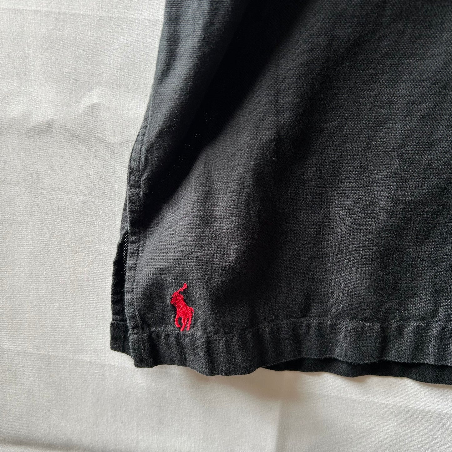 90's Polo Ralph Lauren CALDWELL オープンカラー半袖シャツ コットン裾ポニー 黒(XXL)/A6597SH-SO