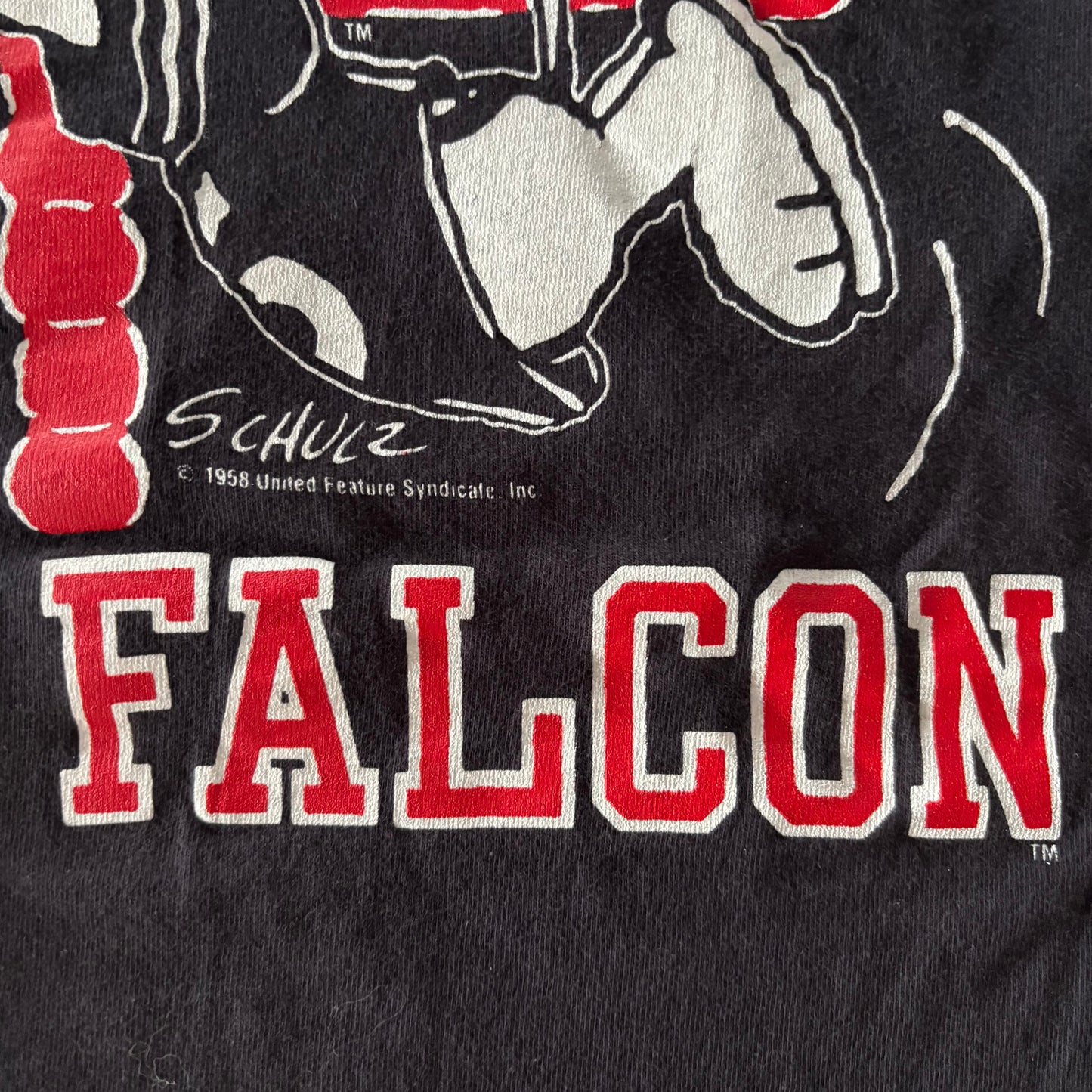 90's ARTEX スヌーピー JOE FALCON アメフトプリントTシャツ 黒 M /A7301T-SO