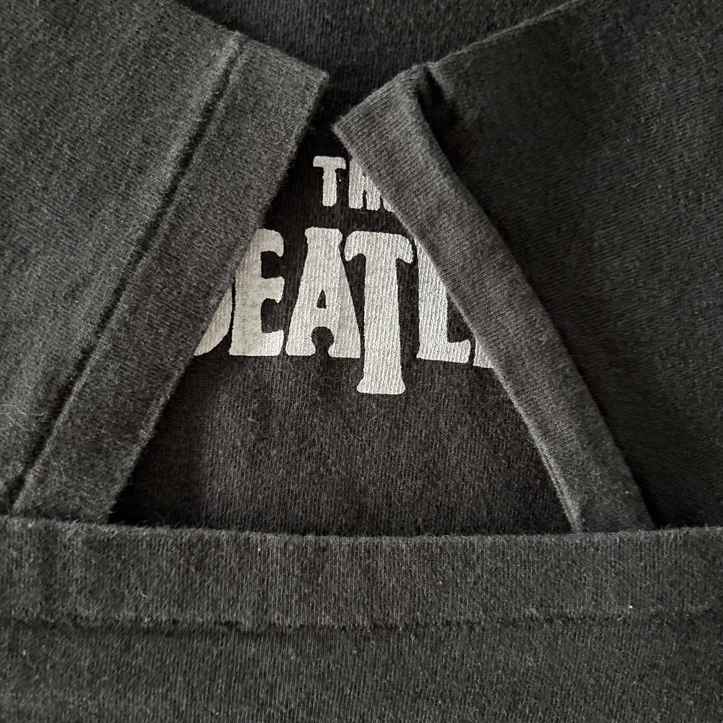 90's CalCru THE BEATLES 文字プリントTシャツ 黒 L /A7450T-SO