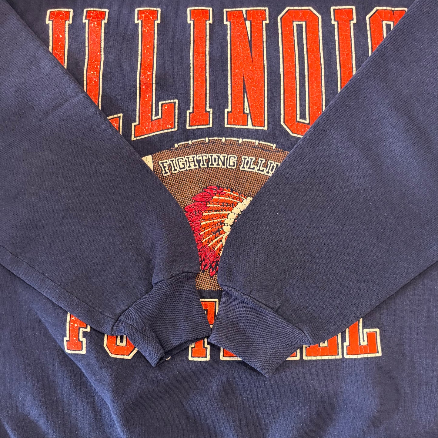 90's Russell Athletic ラッセル カレッジスウェット ILLINOIS FOOTBALL 紺(XL)/A6052SW-SO