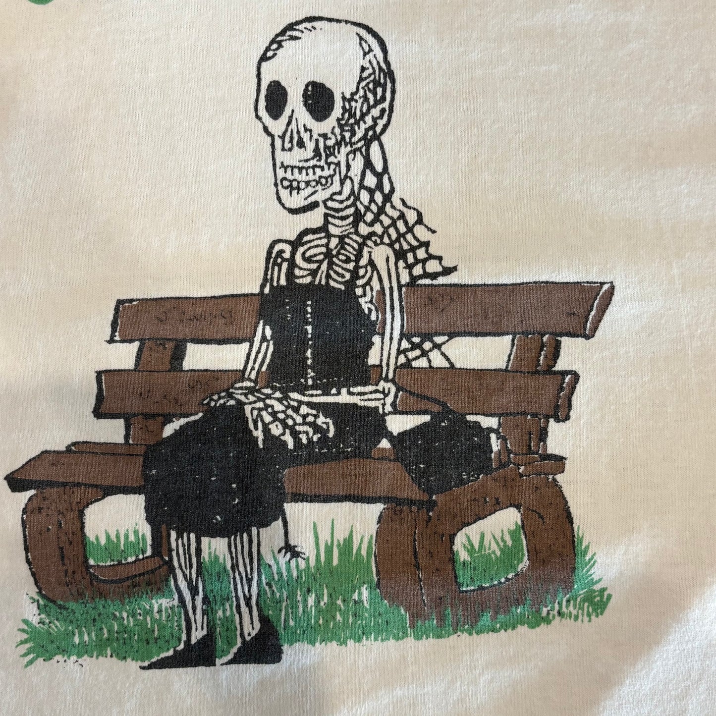 00's Jerzees "WAITING... for the perfect man" 骸骨 メッセージTシャツ 白 (L)/B2806T-SO