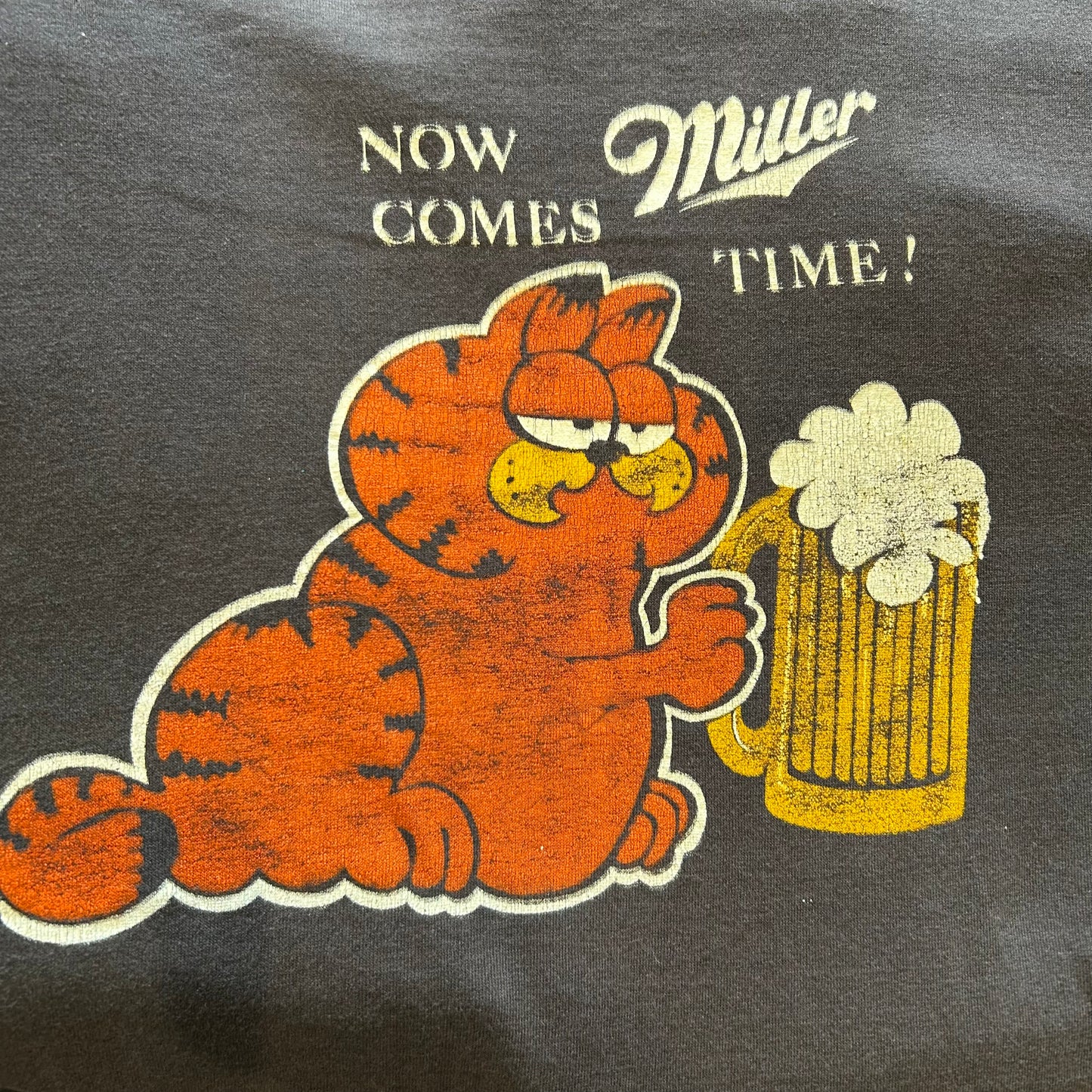 80's Miller ガーフィールド Tシャツ ビール企業Tシャツ 黒(サイズ不明)/A6391T-SO