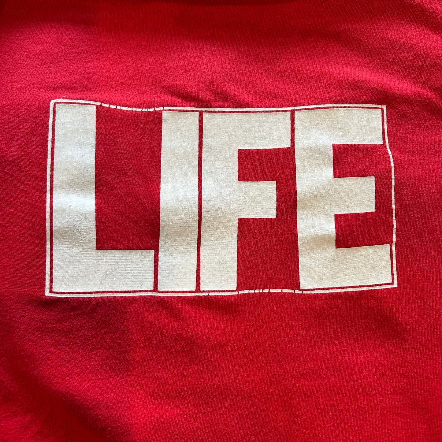 90's Hanes LIFE MAGAZINE ロゴTシャツ 企業T 雑誌 赤(L)/A6394T-SO