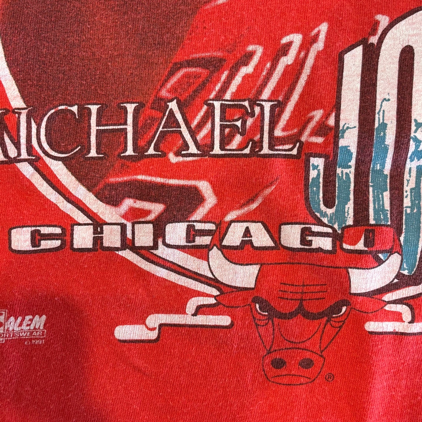 90's NBA Chicago Bulls マイケル・ジョーダン バスケTシャツ 赤 (サイズ不明)/A7595T-SO