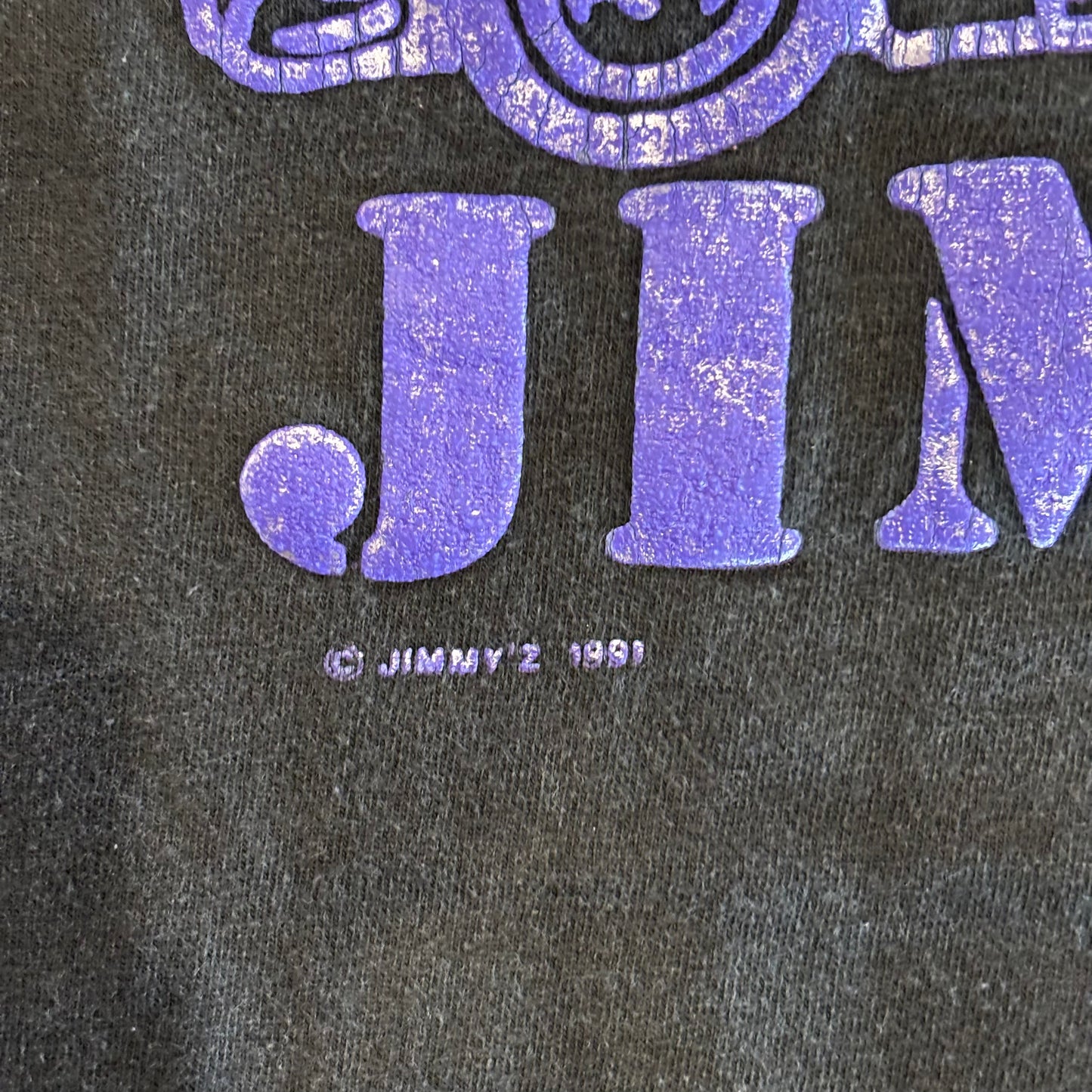 90's Jimmy'z 発泡プリントTシャツ 黒 (サイズ不明)/A7593T-SO