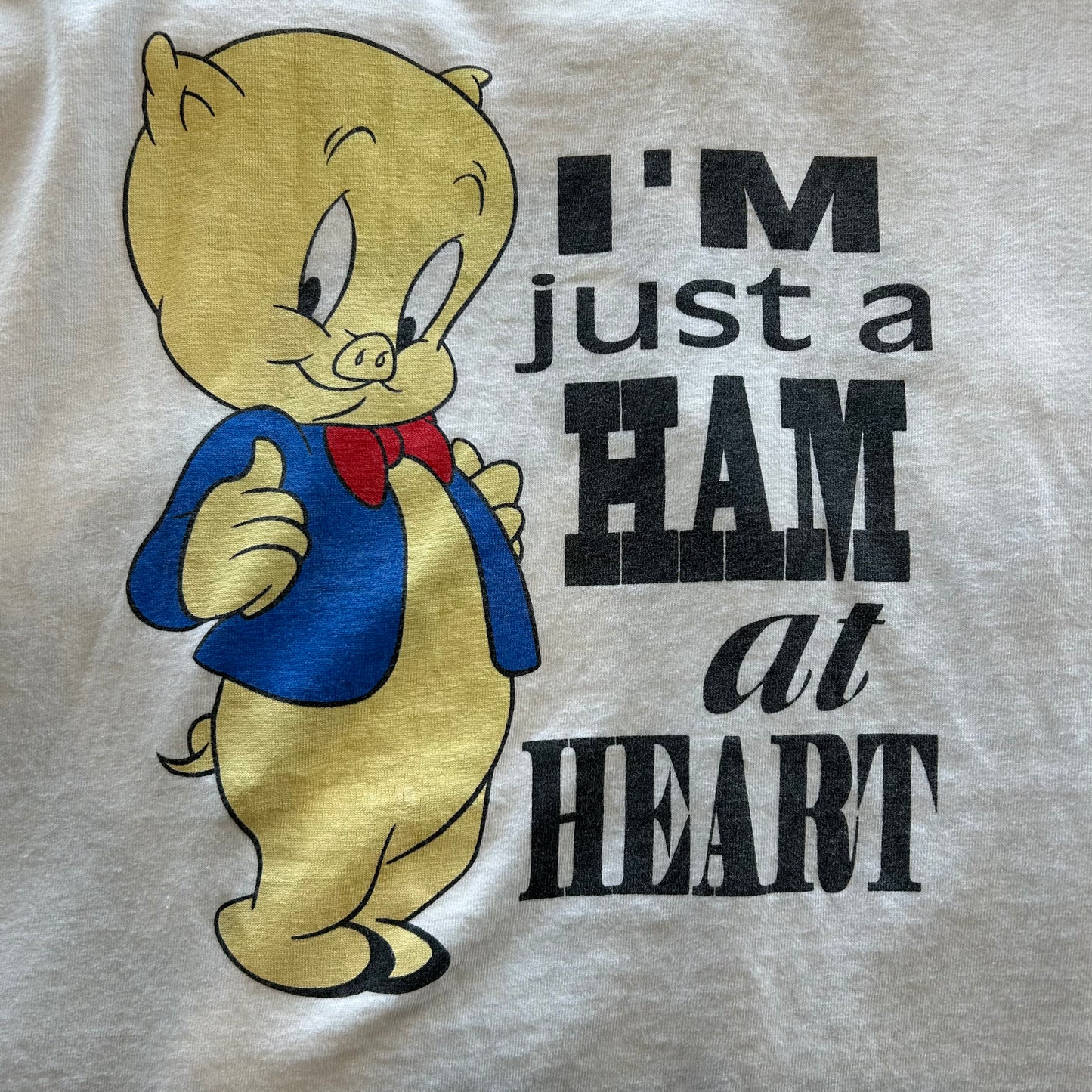 90's WARNER BROS ポーキー・ピッグ キャラクターTシャツ Looney Tunes白(L)/B2073T-SO