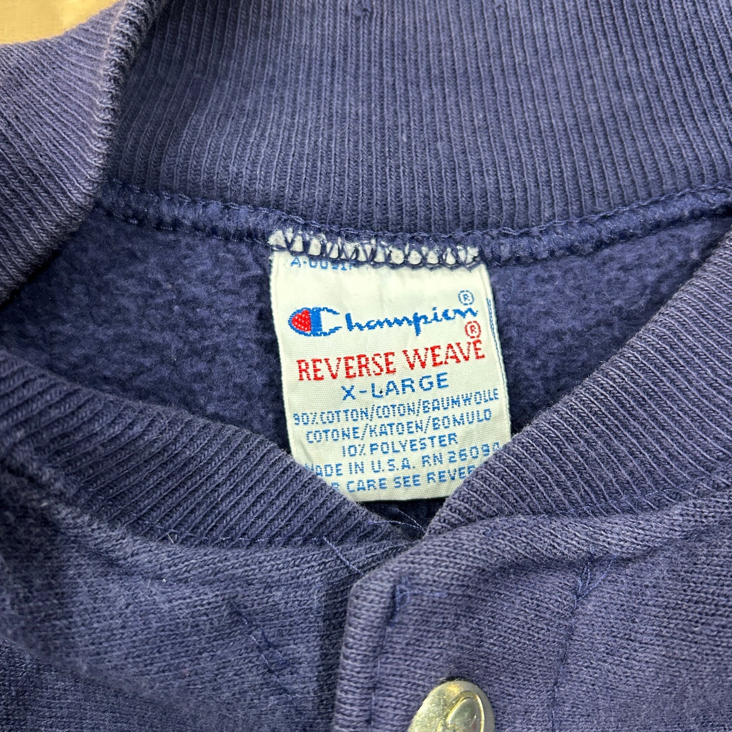 90's Champion Reverse Weave リバースウィーブ スナップカーディガン フェード ナス紺(XL)/A6685R-SO
