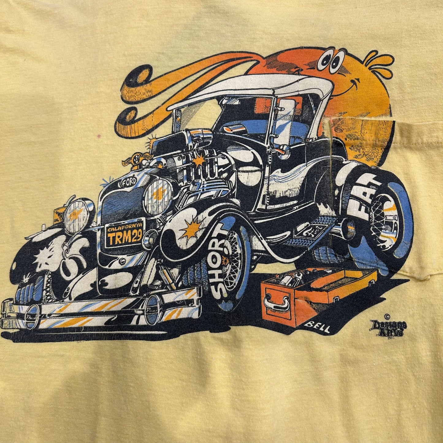 70's Sears Kings Road FORD クラシックカー HOT ROD プリントTシャツ 黄色(L)/A6411T-SO