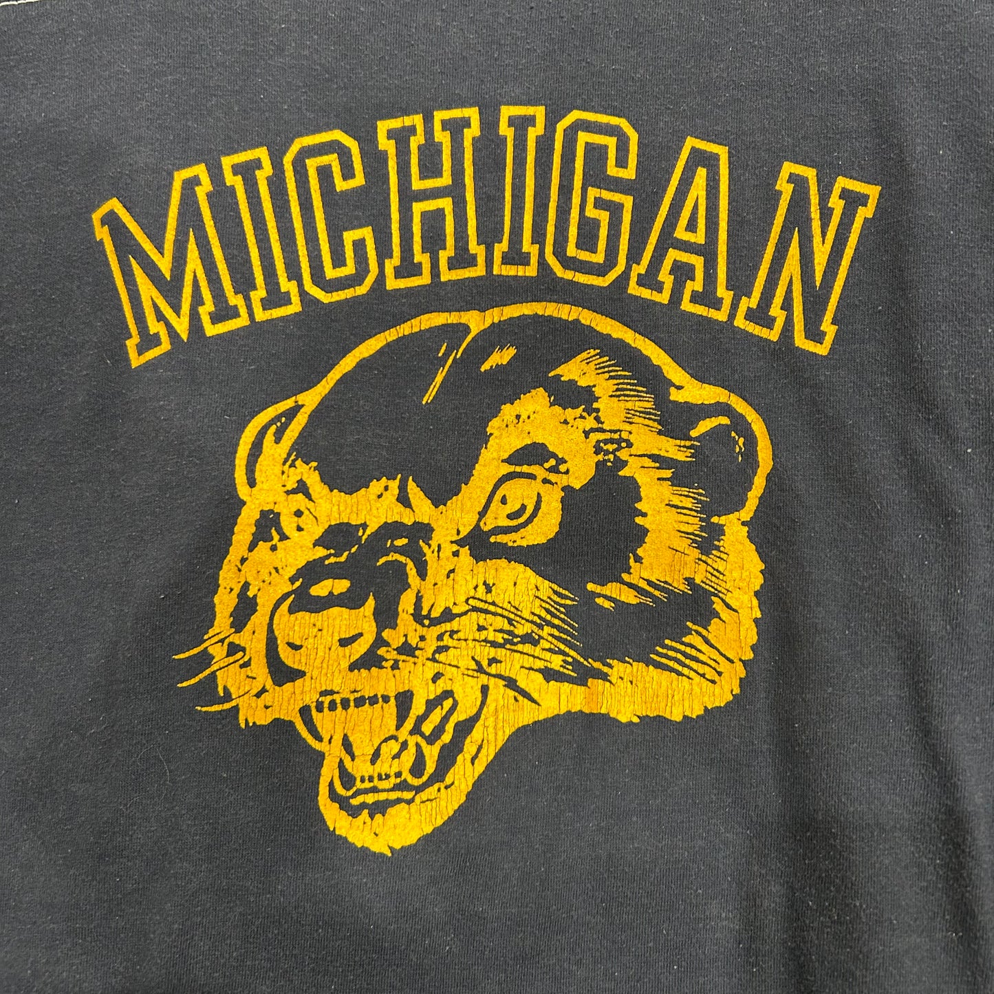 80's Unknown MICHIGAN フットボールTシャツ ネイビー (サイズ不明)/A6392T-SO