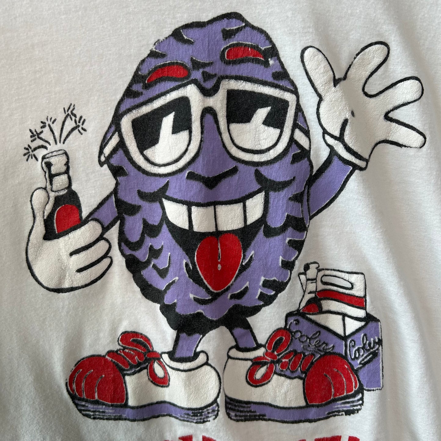 80's カリフォルニアレーズン キャラクターTシャツ 白(XL)/B2118T-SO