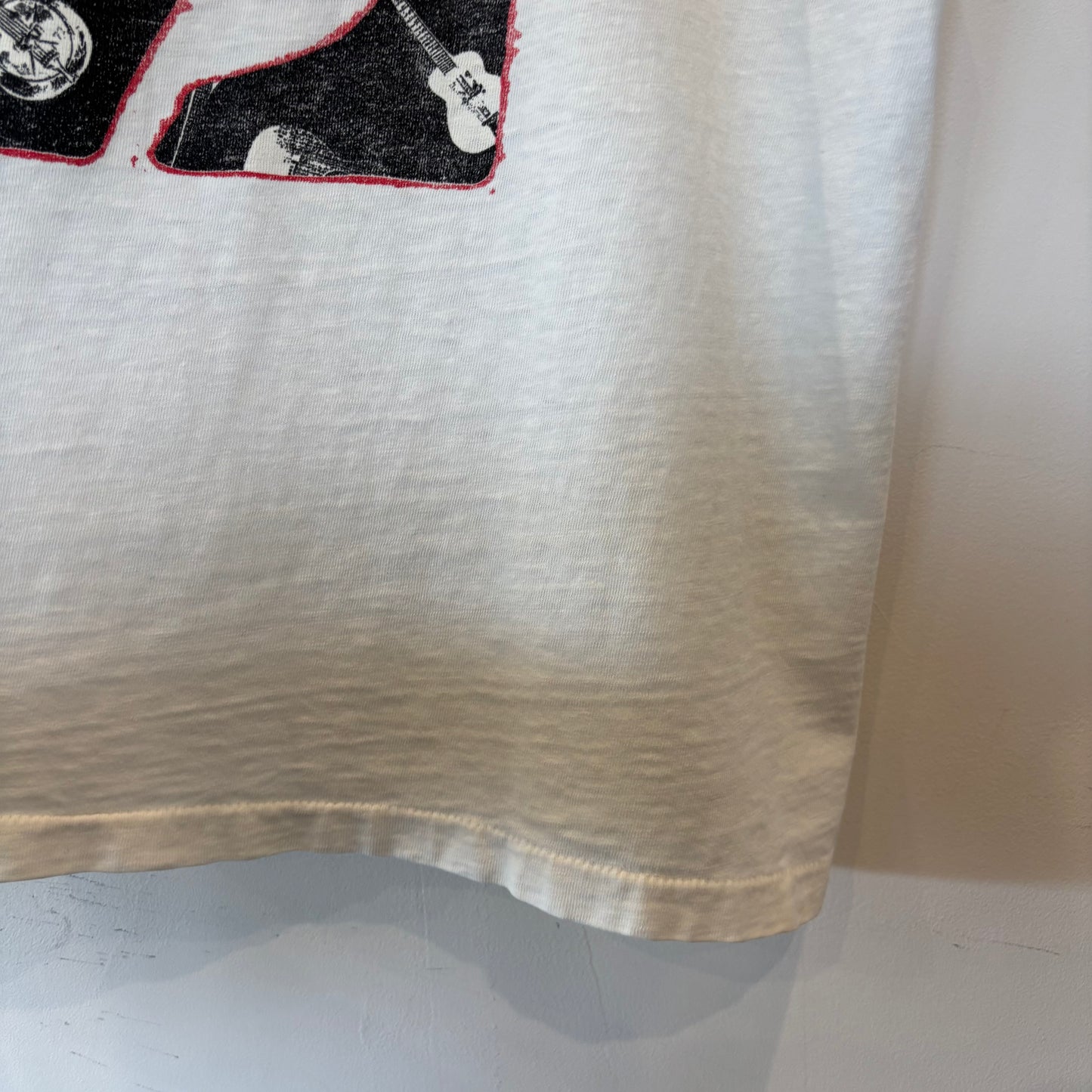 80's Jimmy's ウッディワゴン&ギター プリントTシャツ 白(XL)/B3052T-SO