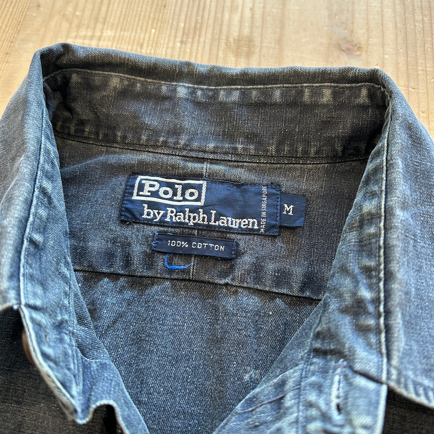 00's Ralph Lauren ラルフローレン コットン ワークシャツ グレー (M)/B2912SH-SO