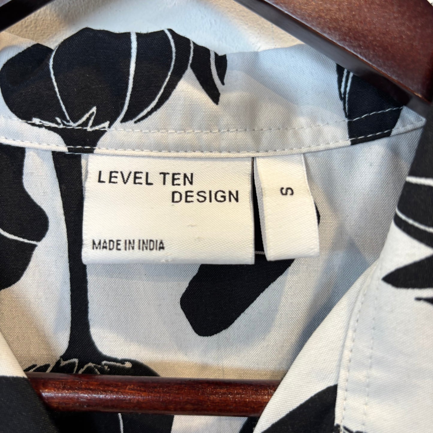 00's Level ten design チューリップ総柄 半袖オープンカラーシャツ 白黒(S)/B3057S-SO