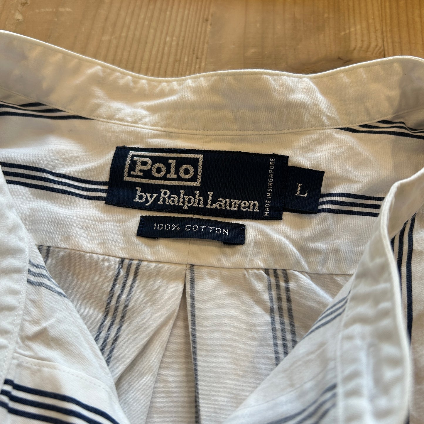 00's Polo by Ralph Lauren ポロ ラルフローレン ストライプシャツ バンドカラー (L)/A7774SH-SO