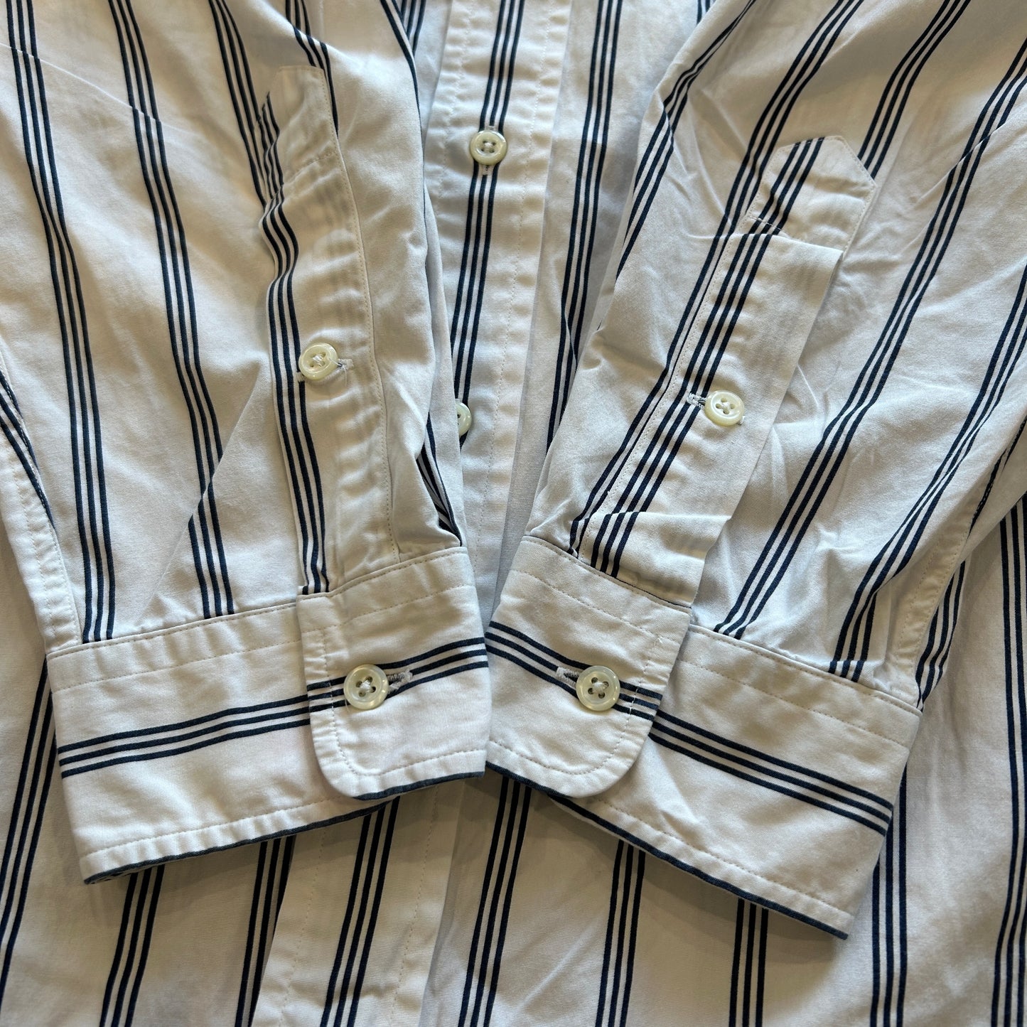 00's Polo by Ralph Lauren ポロ ラルフローレン ストライプシャツ バンドカラー (L)/A7774SH-SO