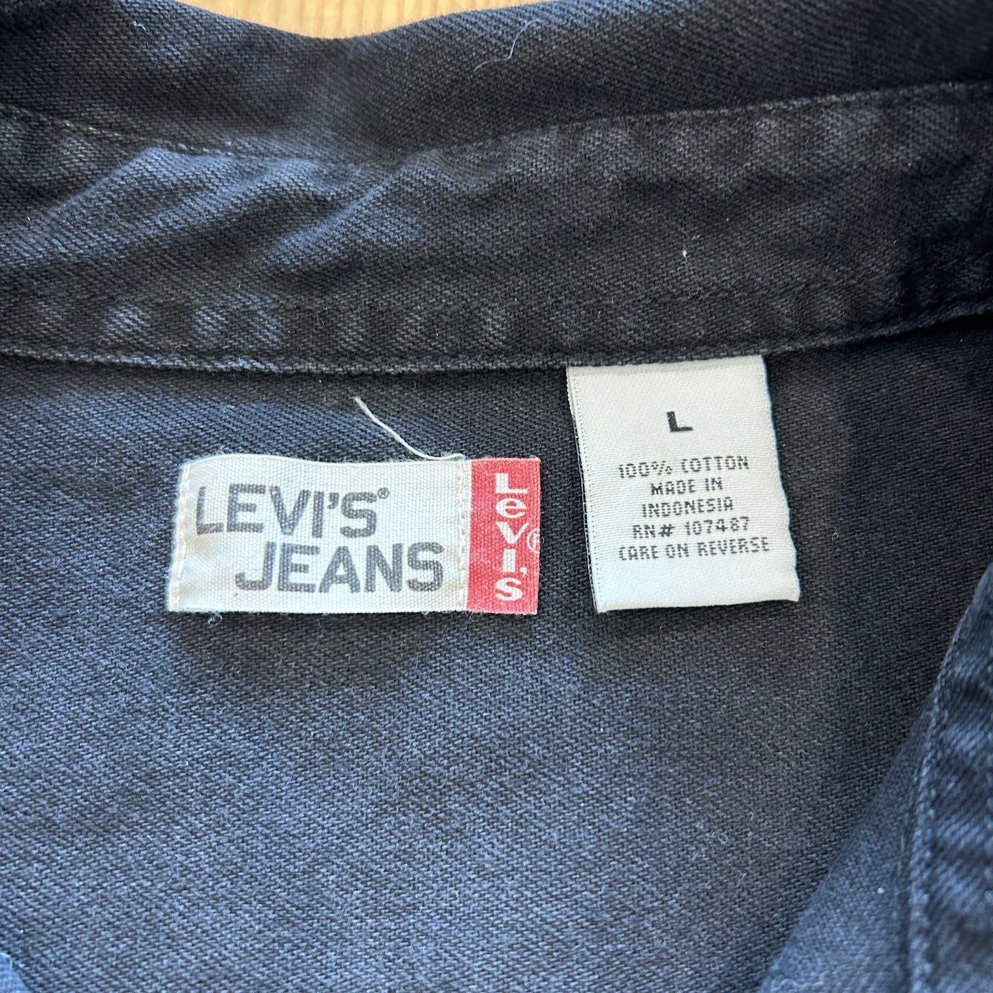 00's LEVI'S JEANS black cotton shirt リーバイス ブラック コットンシャツ (L)/B2956SH-SO