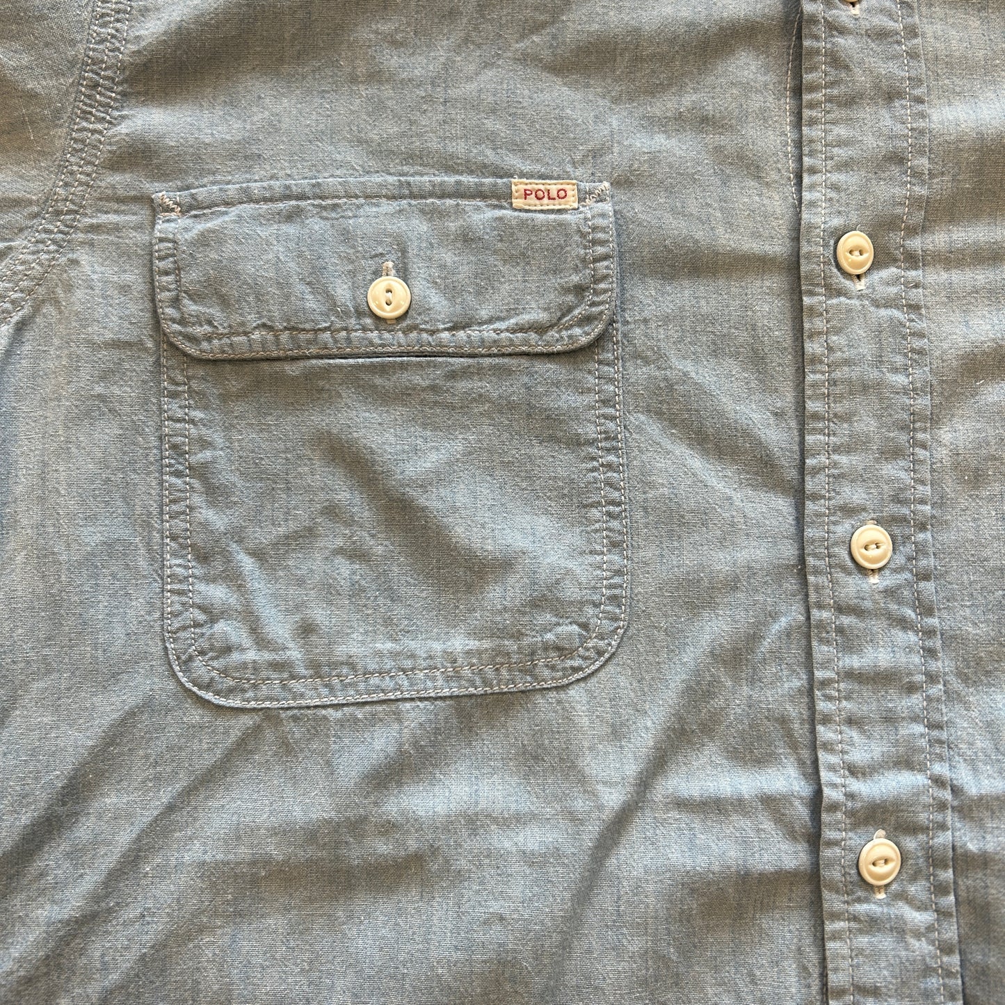 90's Polo by Ralph Lauren シャンブレーシャツ ライトブルー (L)/A7773SH-SO