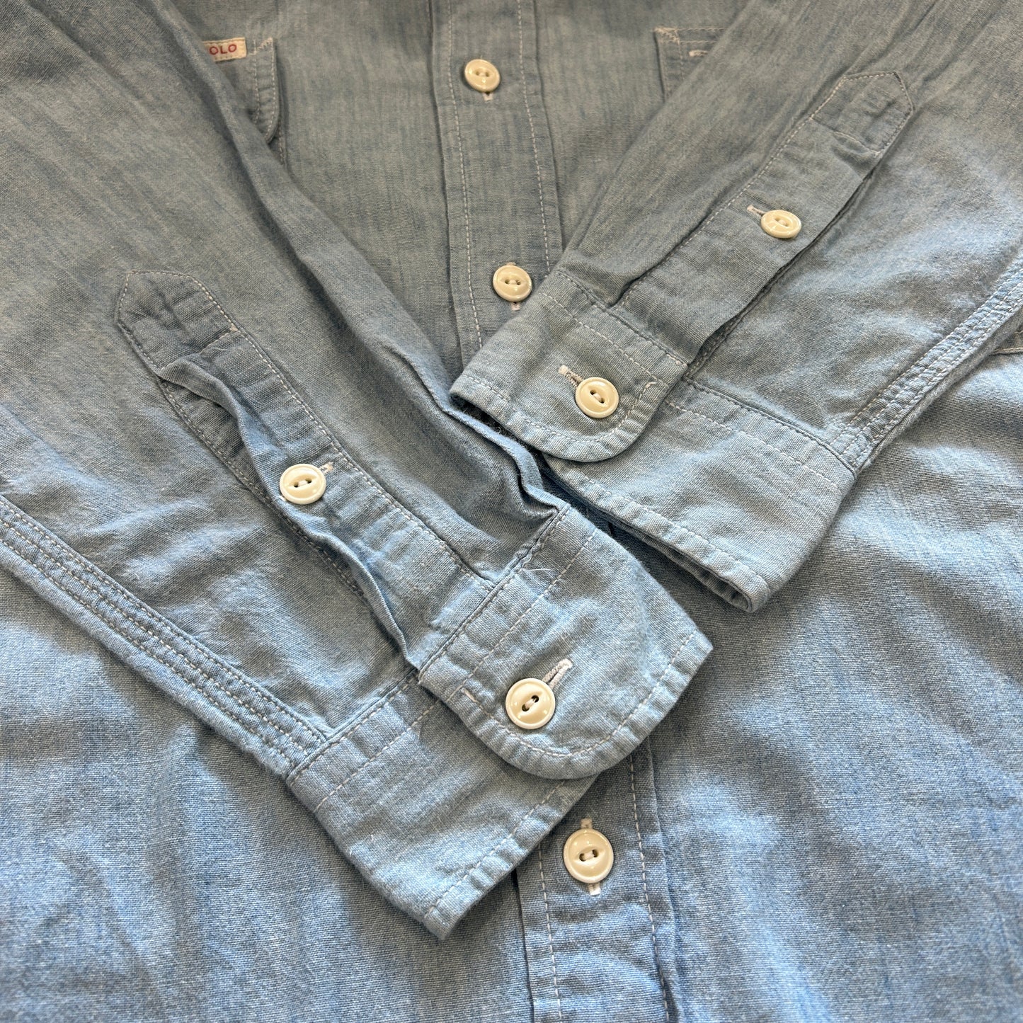 90's Polo by Ralph Lauren シャンブレーシャツ ライトブルー (L)/A7773SH-SO