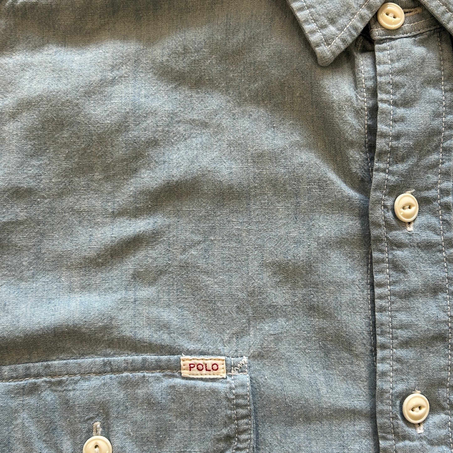 90's Polo by Ralph Lauren シャンブレーシャツ ライトブルー (L)/A7773SH-SO