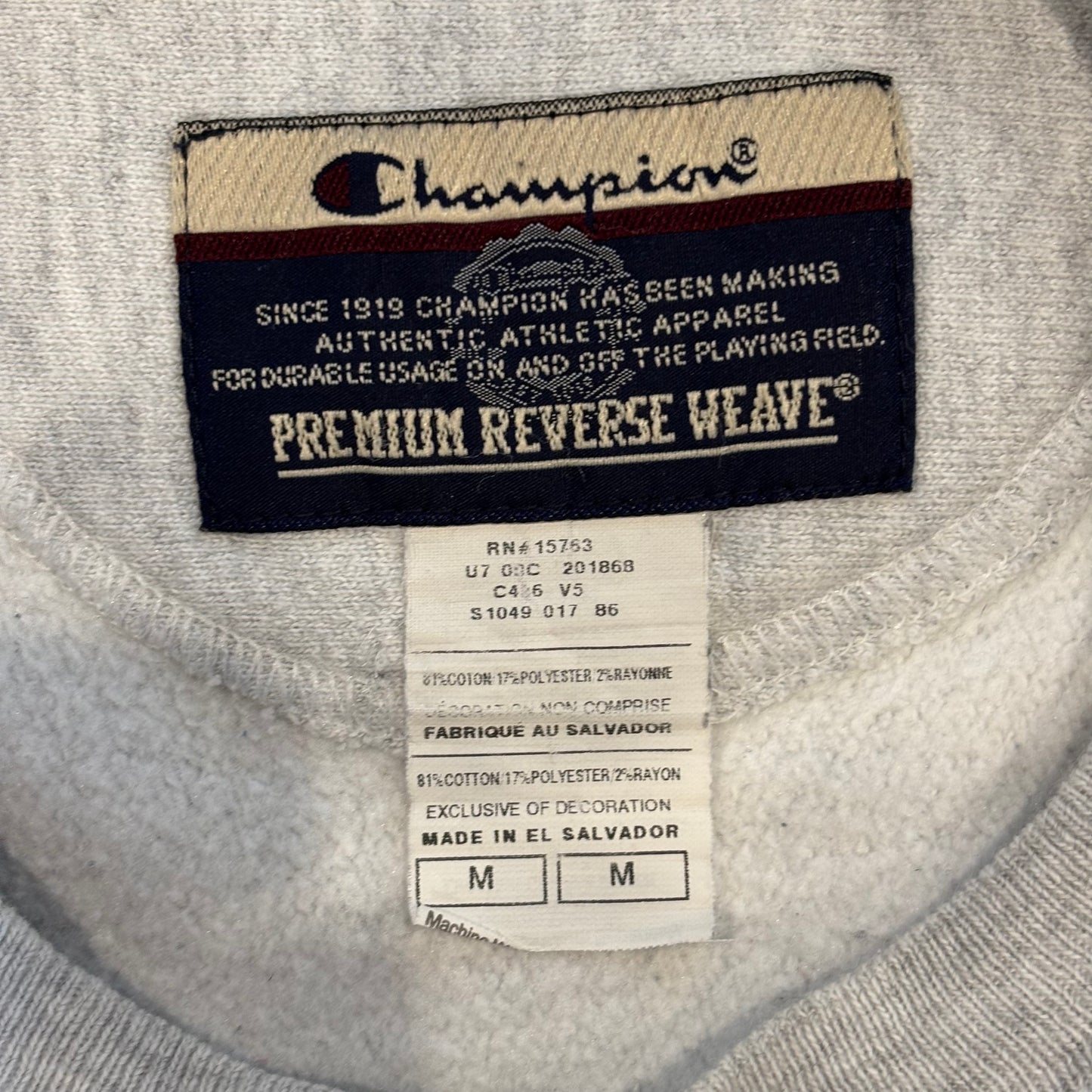 00's Champion Premium Reverse Weave リバースウィーブ 無地スウェット 白 (M)/A8123R-SO