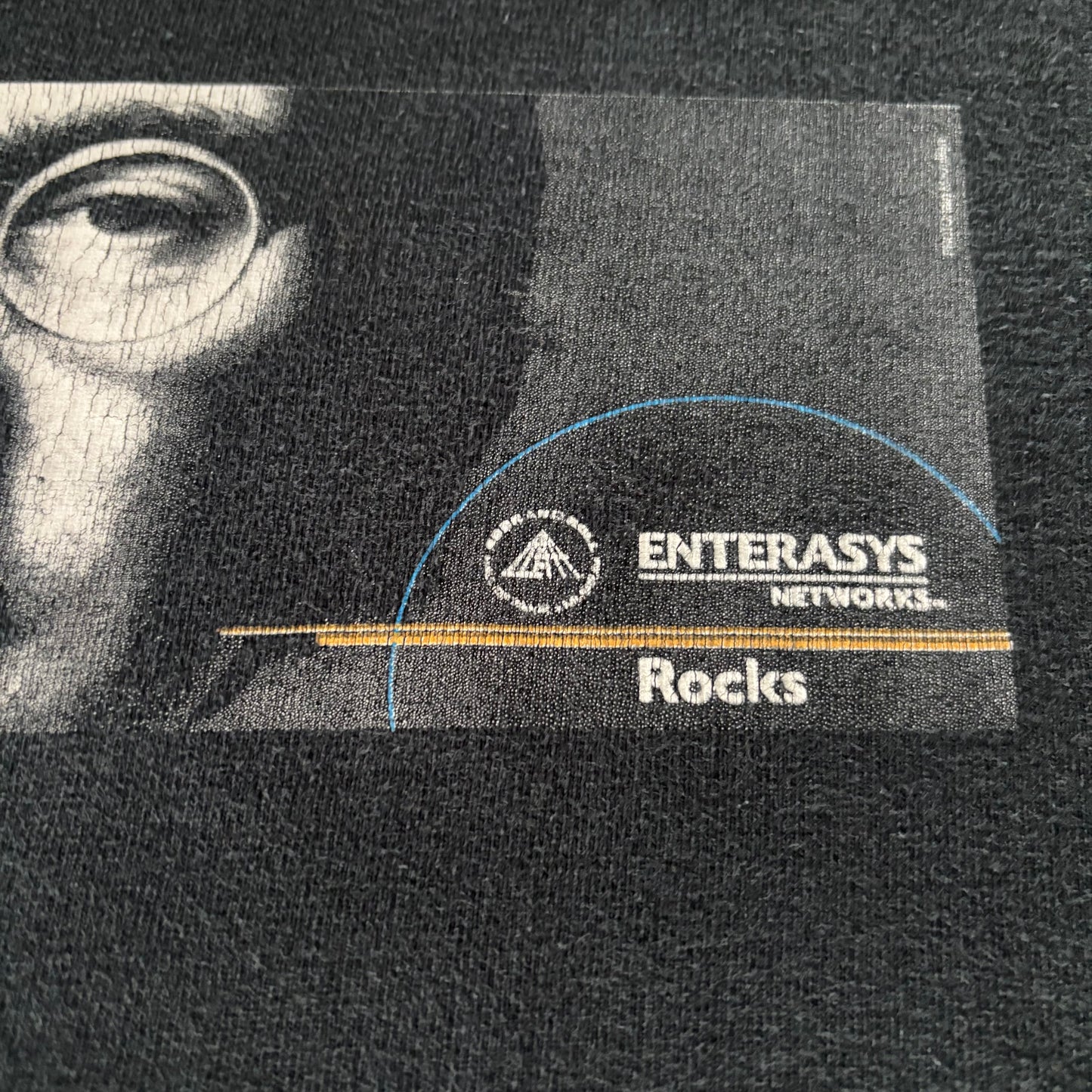 90's COTTON DELUXE enterasys networks ジョンレノン バンド 企業 ロンT 黒 XL /A8259T-SO