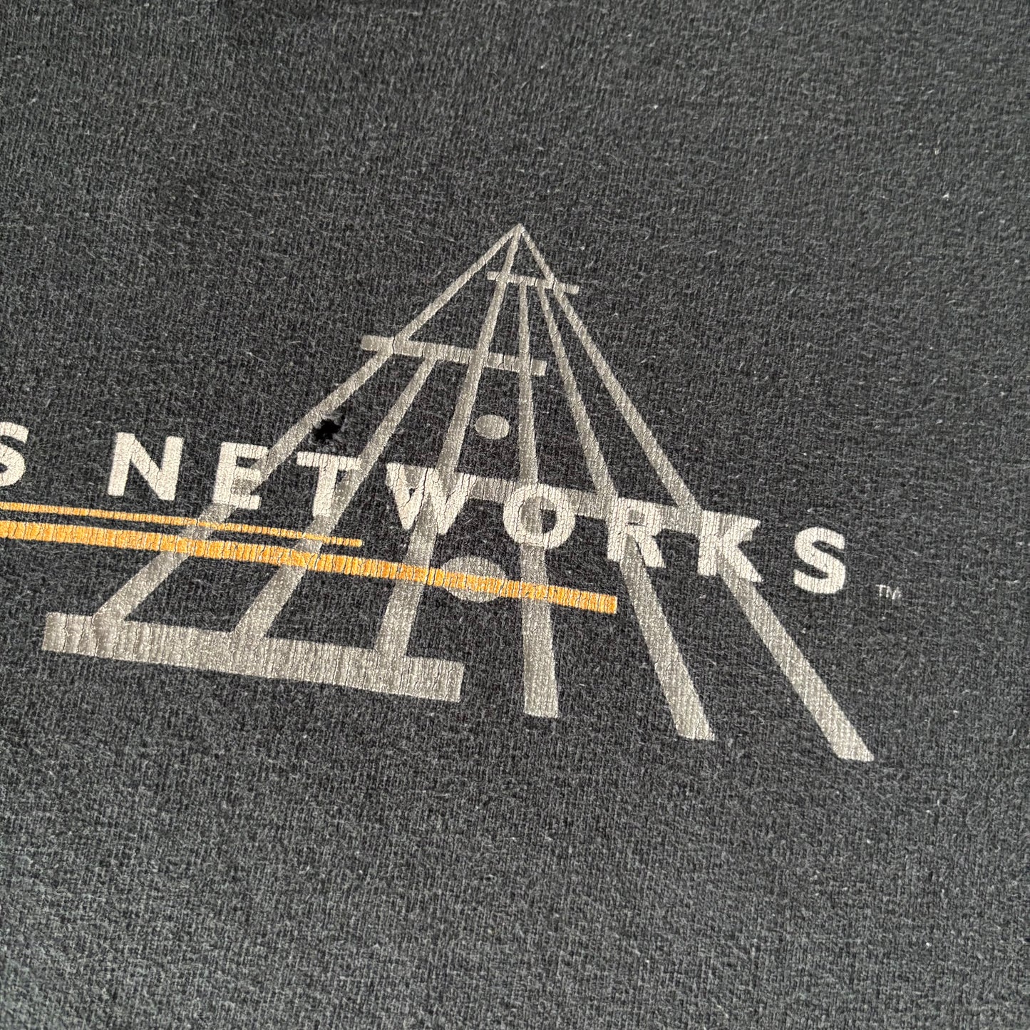 90's COTTON DELUXE enterasys networks ジョンレノン バンド 企業 ロンT 黒 XL /A8259T-SO