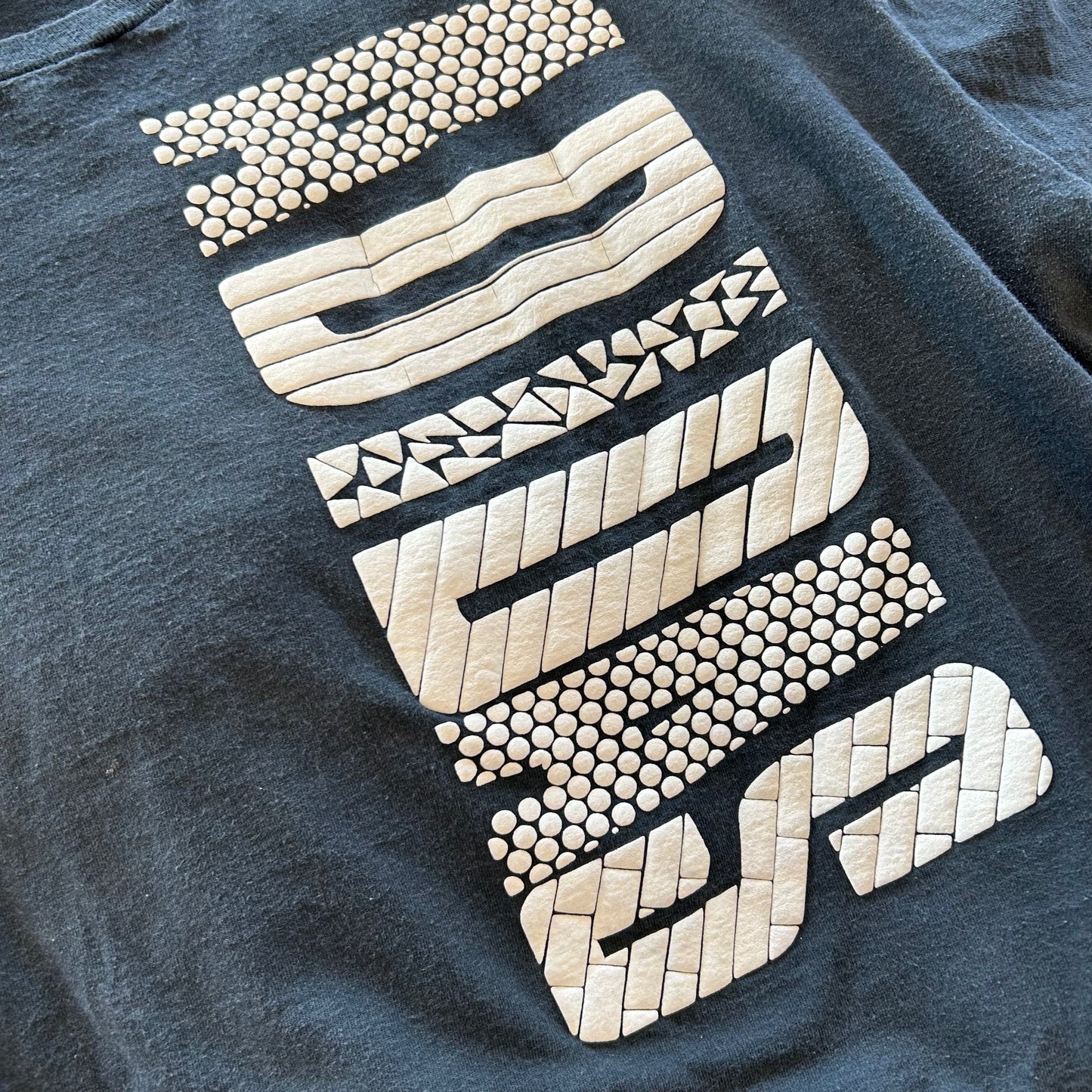 80's Adidas 発泡プリント ロゴTシャツ 黒 (2XL)/B1982T-SO
