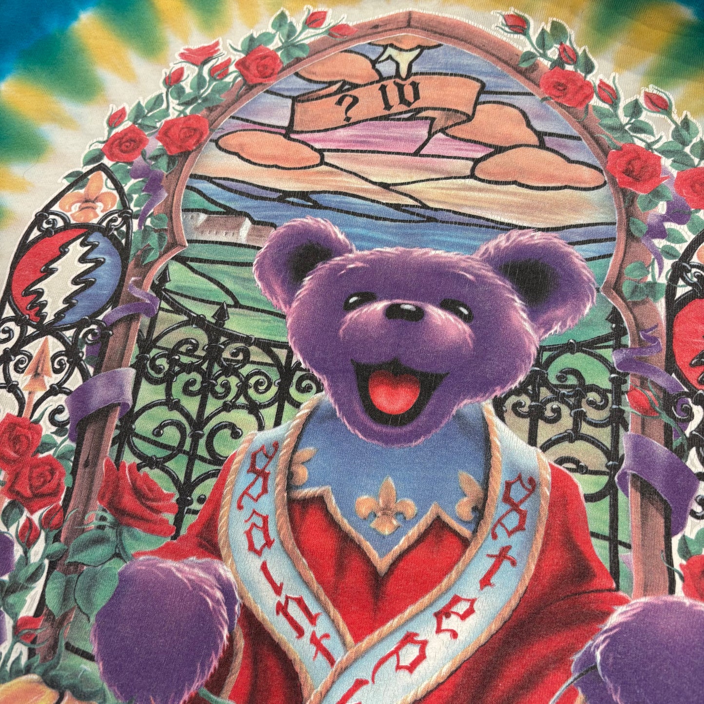 90's FRUIT OF THE LOOM Grateful Dead タイダイ柄 デッドベアープリント バンド ロンT XL /A8260T-SO