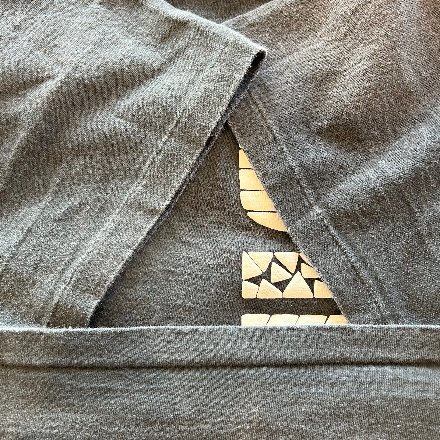 80's Adidas 発泡プリント ロゴTシャツ 黒 (2XL)/B1982T-SO