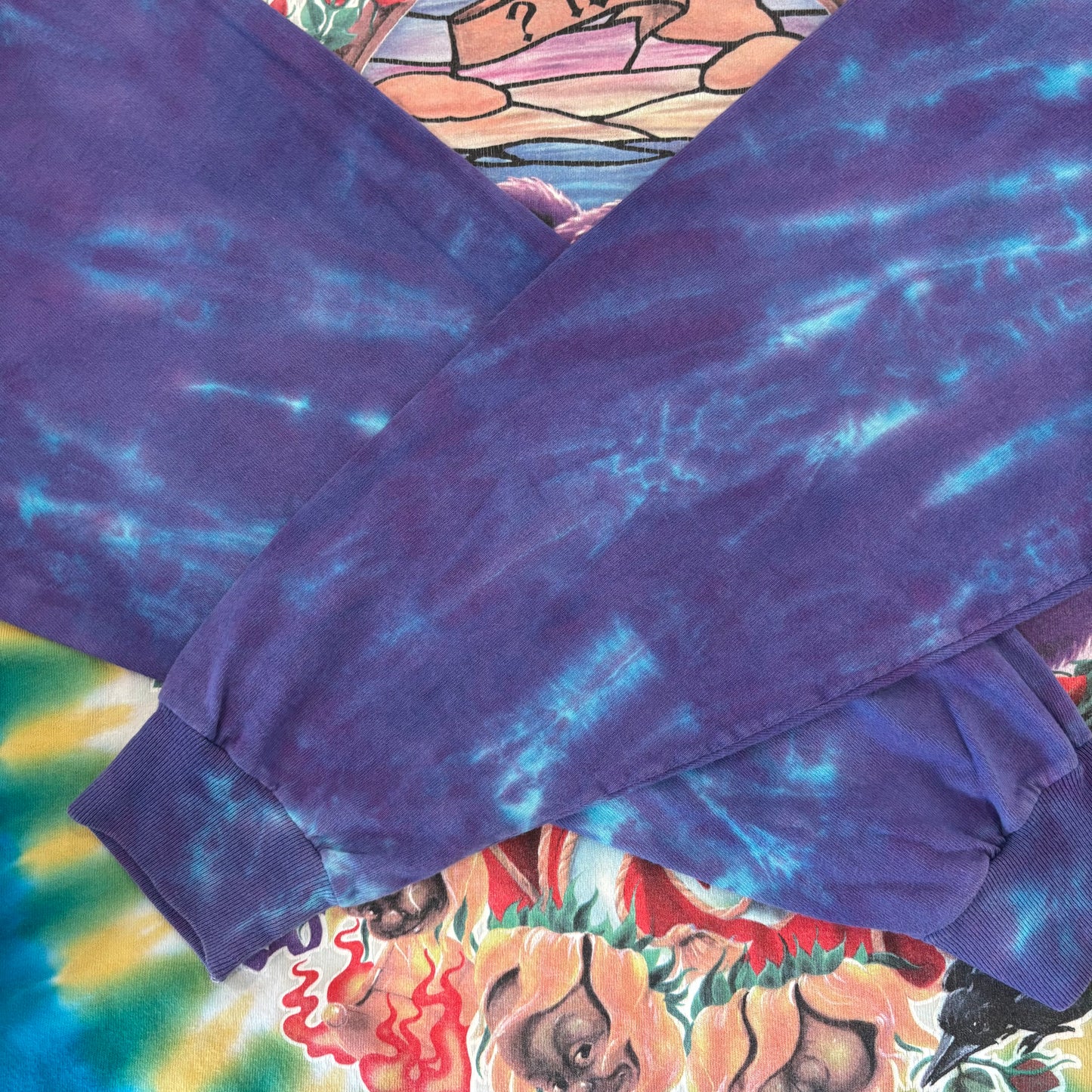 90's FRUIT OF THE LOOM Grateful Dead タイダイ柄 デッドベアープリント バンド ロンT XL /A8260T-SO
