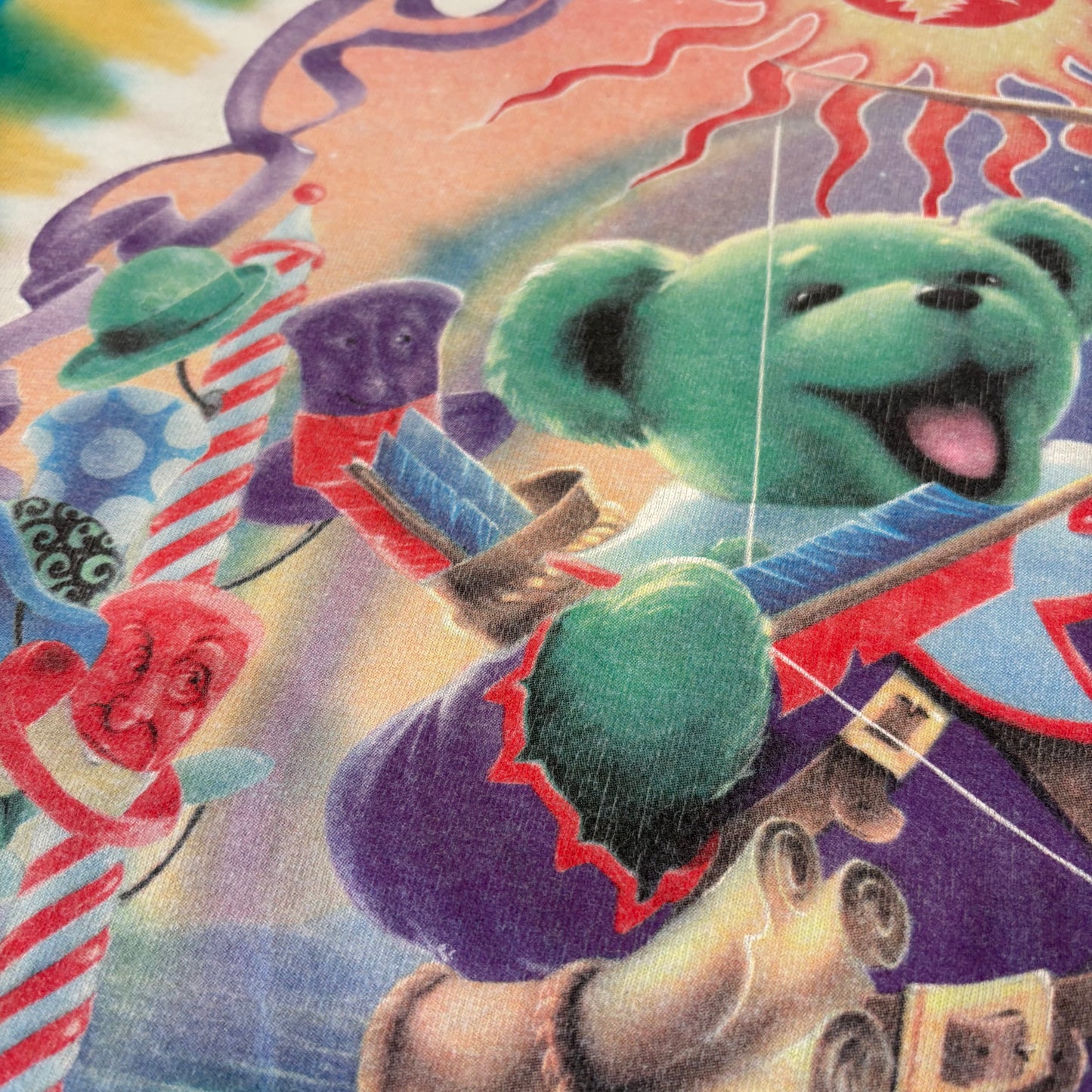 90's FRUIT OF THE LOOM Grateful Dead タイダイ柄 デッドベアープリント バンド ロンT XL /A8260T-SO