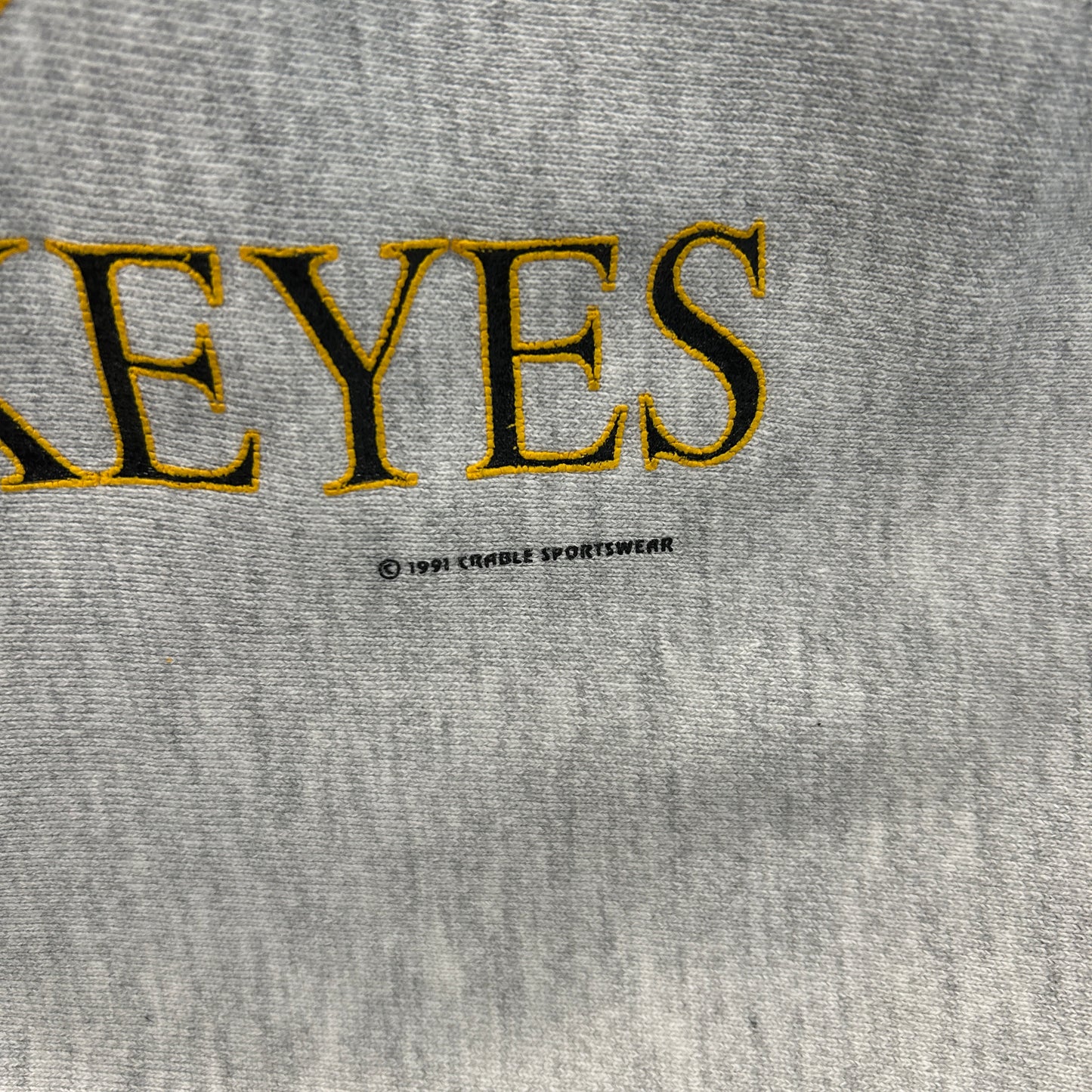 90's Crable Sportswear カレッジスウェット"IOWA HAWKEYES"リバースタイプ グレーB2421S-SO
