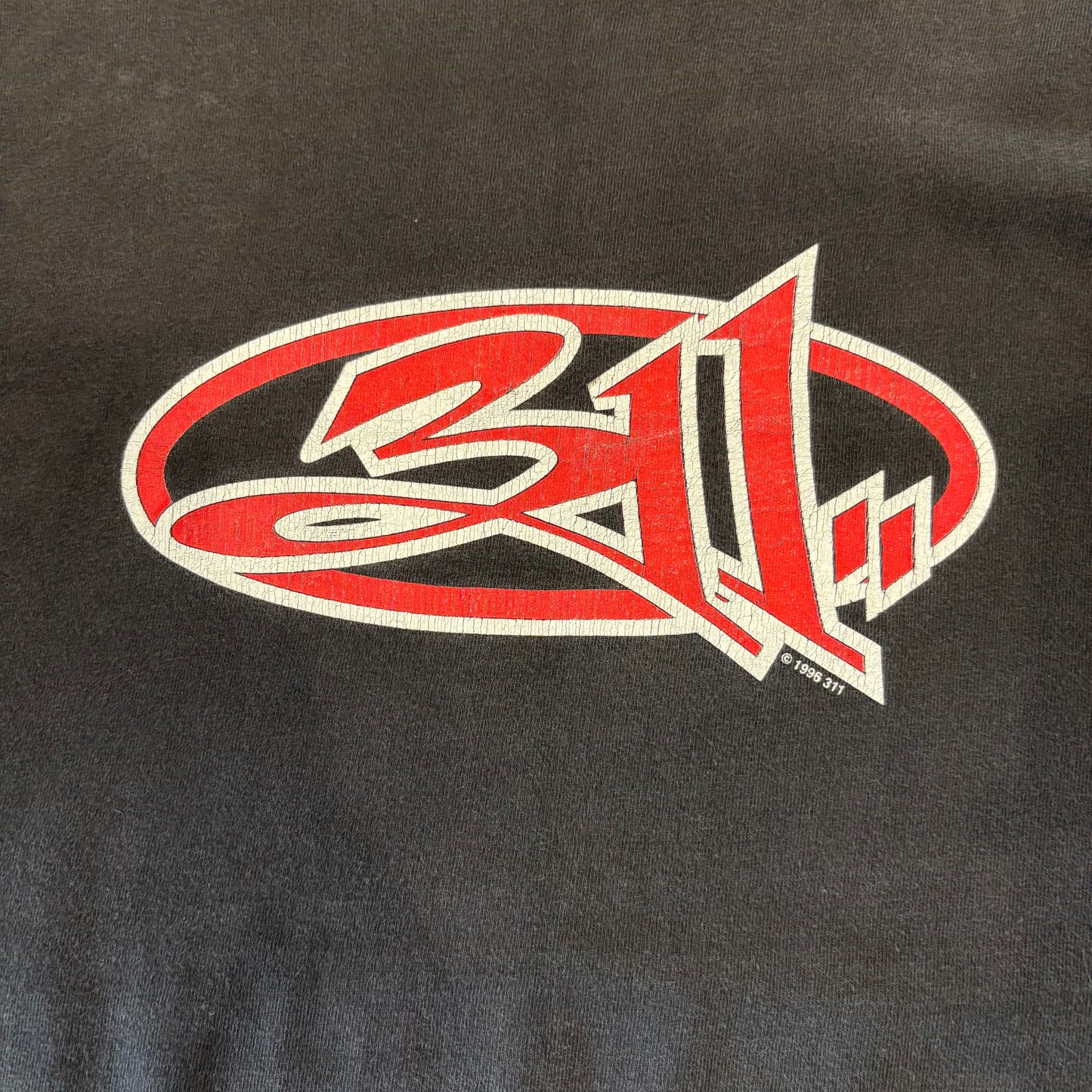 90's Hanes 311 Three Eleven 袖プリント バンド ロンT 黒 L /A1752T-SO