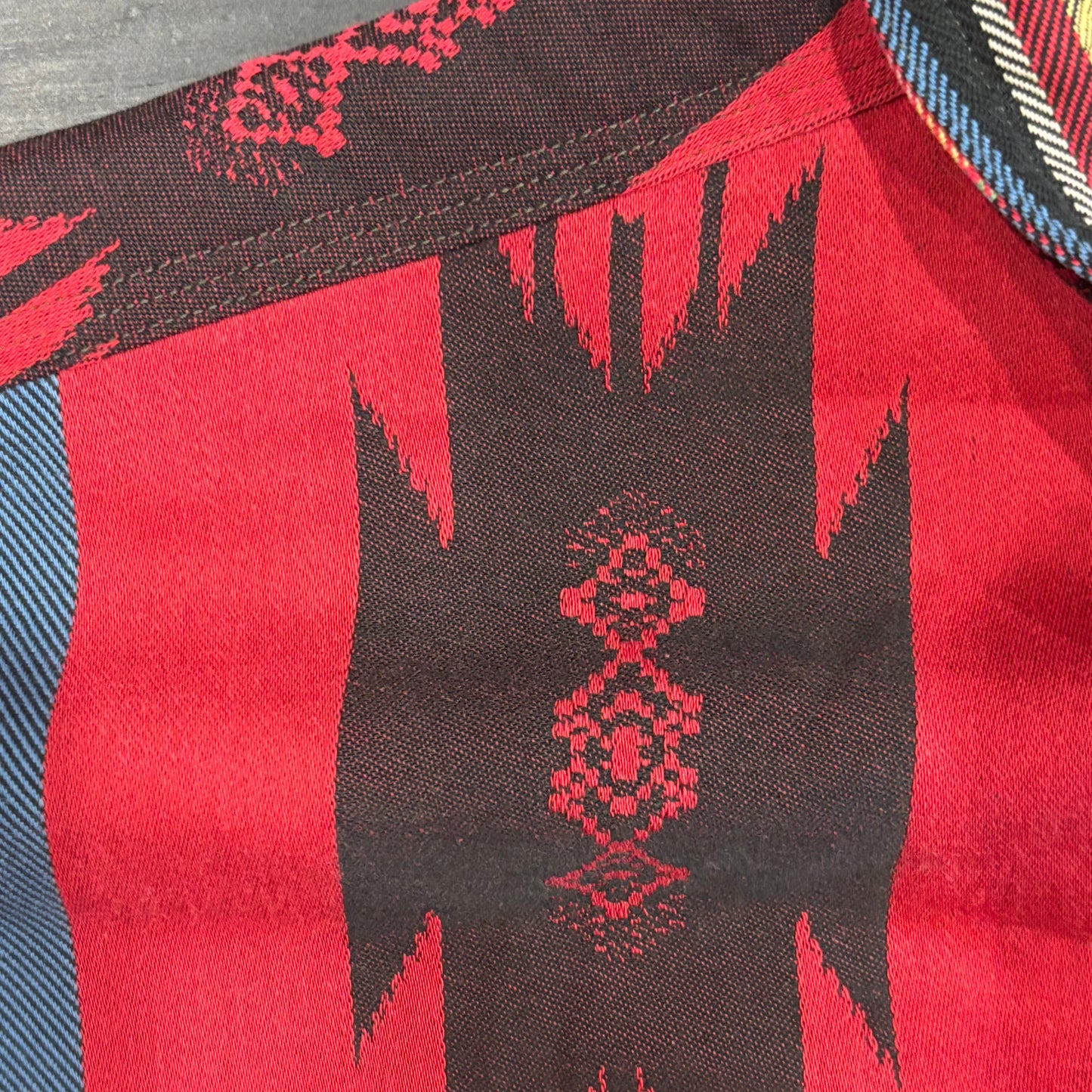 00's Ralph Lauren ラルフローレン ネイティブ柄 シャツ チンスト 赤黒緑青黄 (XL)/A2499S-SO